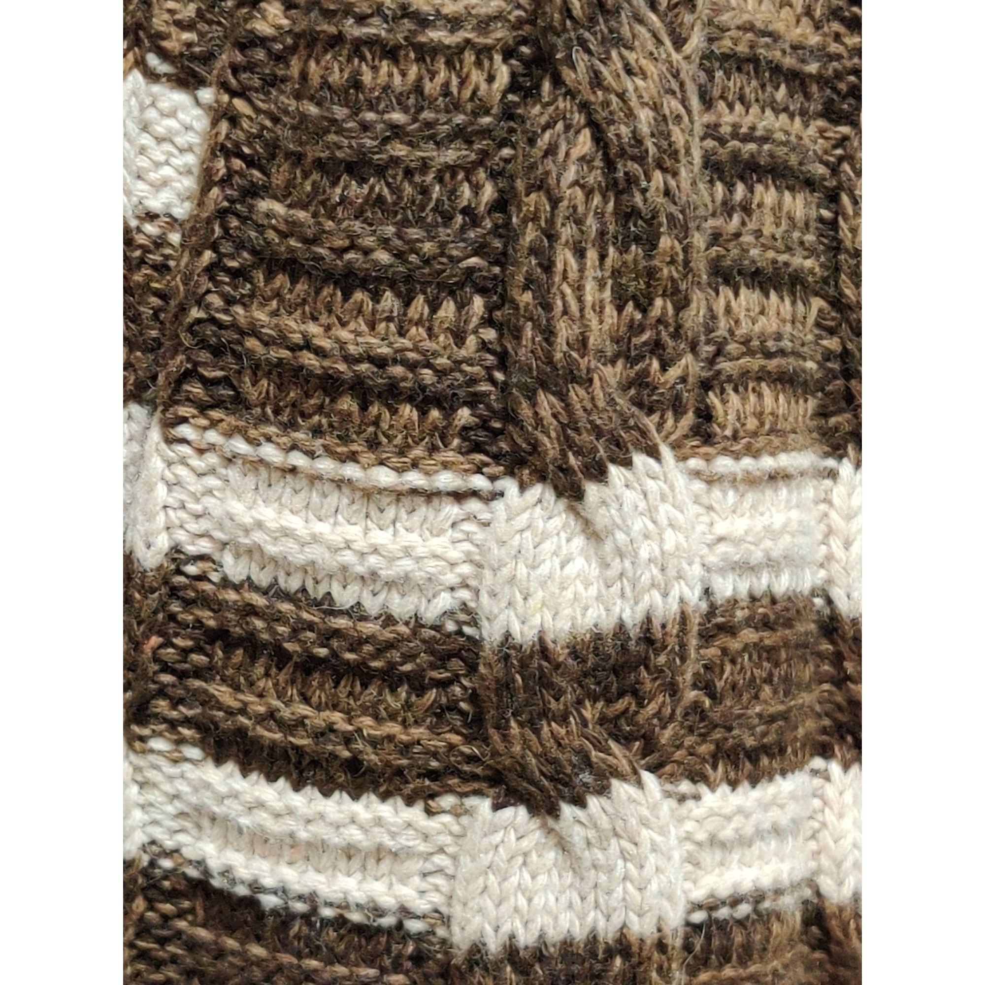 Other Brown Cable Knit Wool Cashmere Blend Scarf Cream Stripe New Size ONE SIZE - 5 Thumbnail