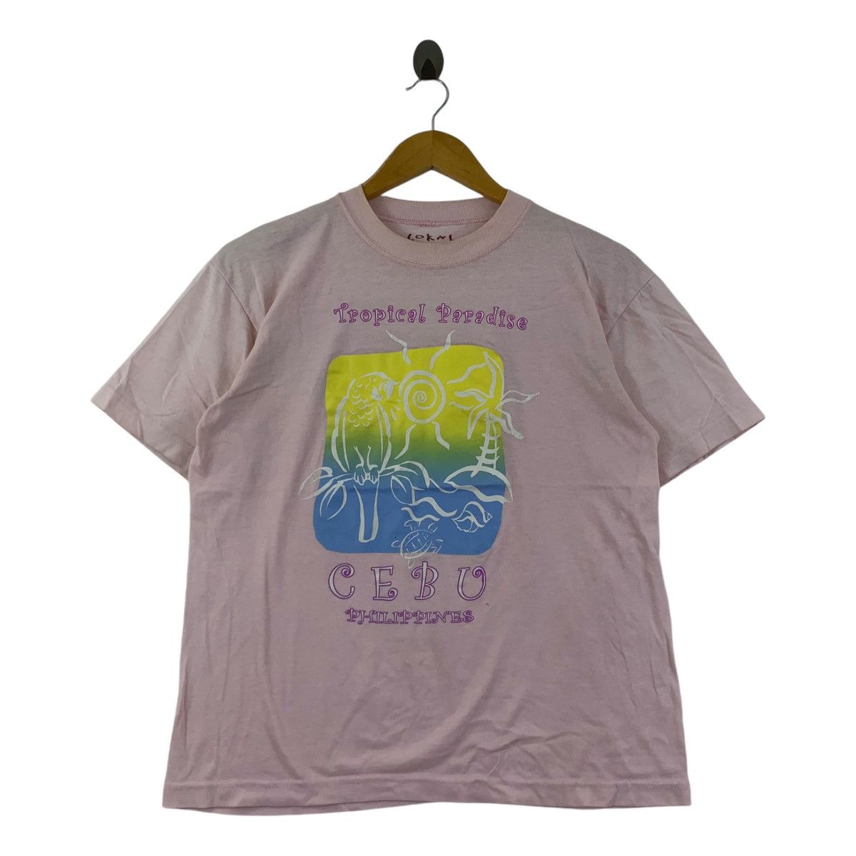 Vintage Vintage CEBU TROPICAL PARADISE Island Tee Shirt Top Pink Size M / US 6-8 / IT 42-44 - 1 Thumbnail