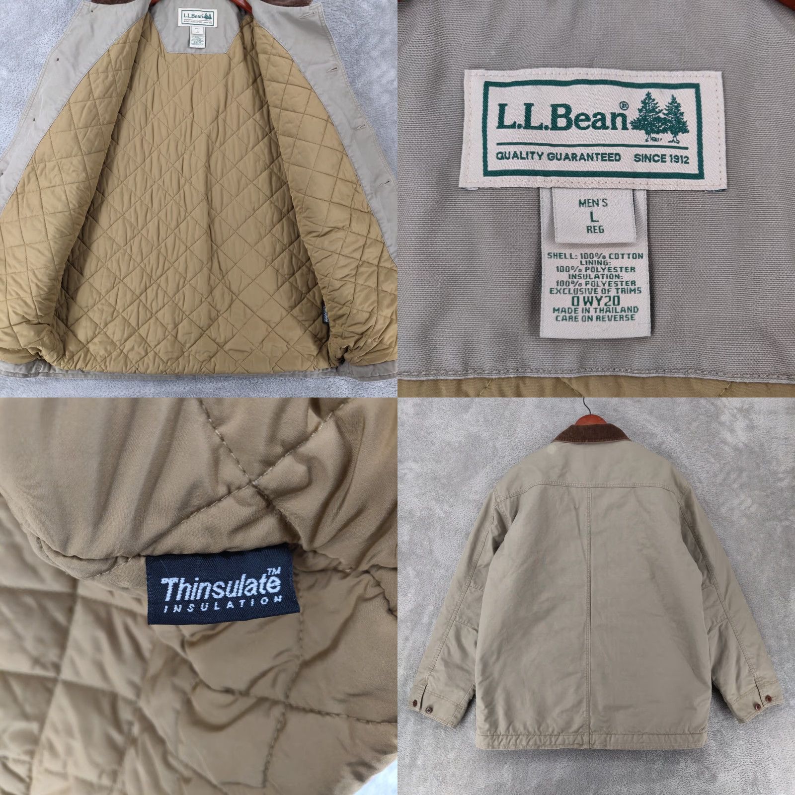 Vintage VINTAGE L.L. Bean Jacket Men Large Beige Quilt Lined Corduroy Trim Barn Chore Coat Jacket Size US L / EU 52-54 / 3 - 8 Thumbnail