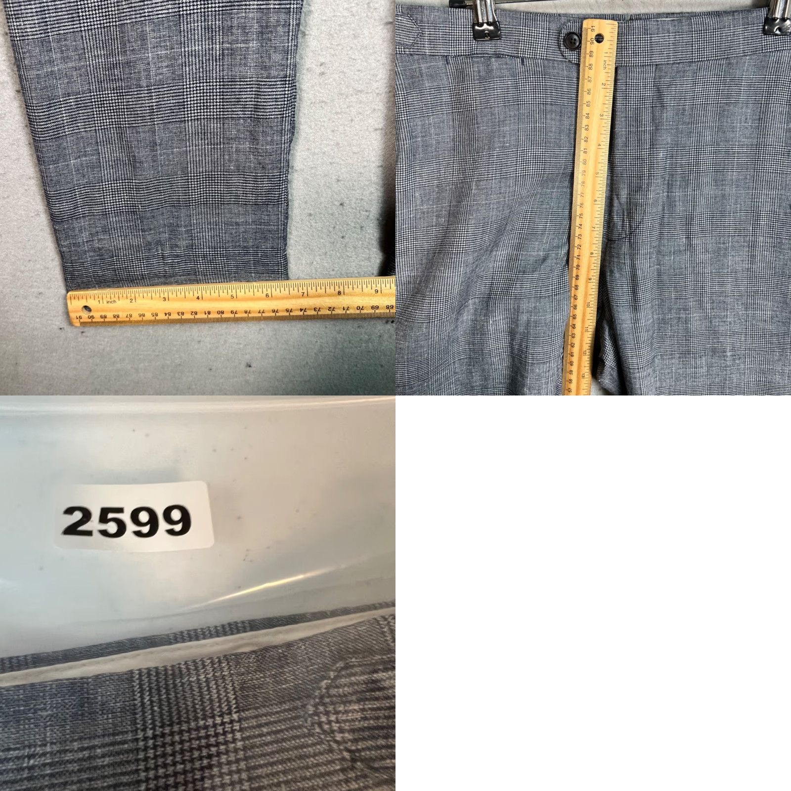 Suitsupply Suit Supply Slim Fit Gray Checkered Dress Pants Mens Size 48 Slim Tapered Front Flat Front 29 In Inseam Gray Linen Wool Silk Dress Pants Mens Medium? Size 48R - 8 Thumbnail