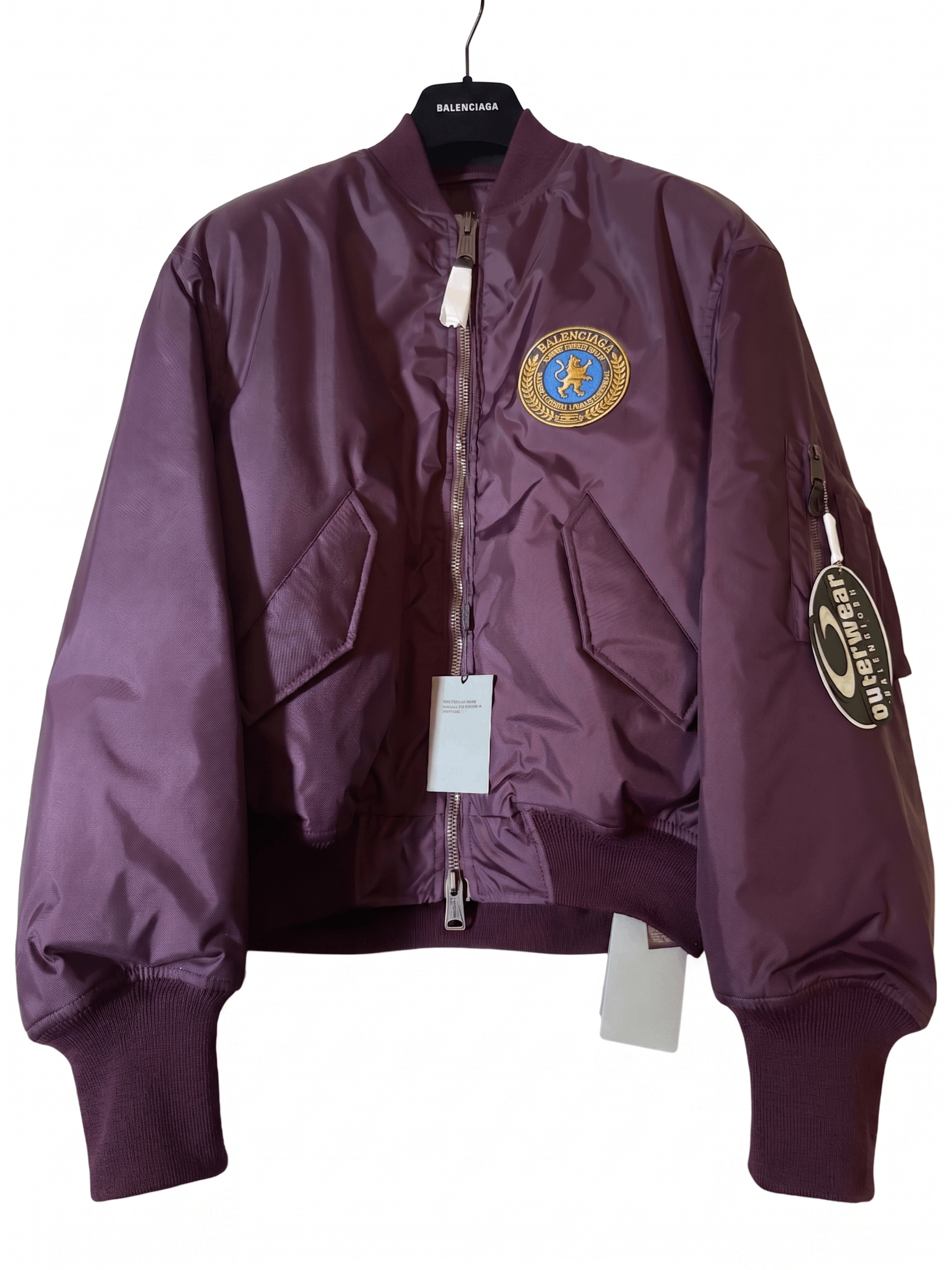 Balenciaga Balenciaga Logo-Patch Purple Bomber Jacket FR34 Size XS / US 0-2 / IT 36-38 - 1 Thumbnail