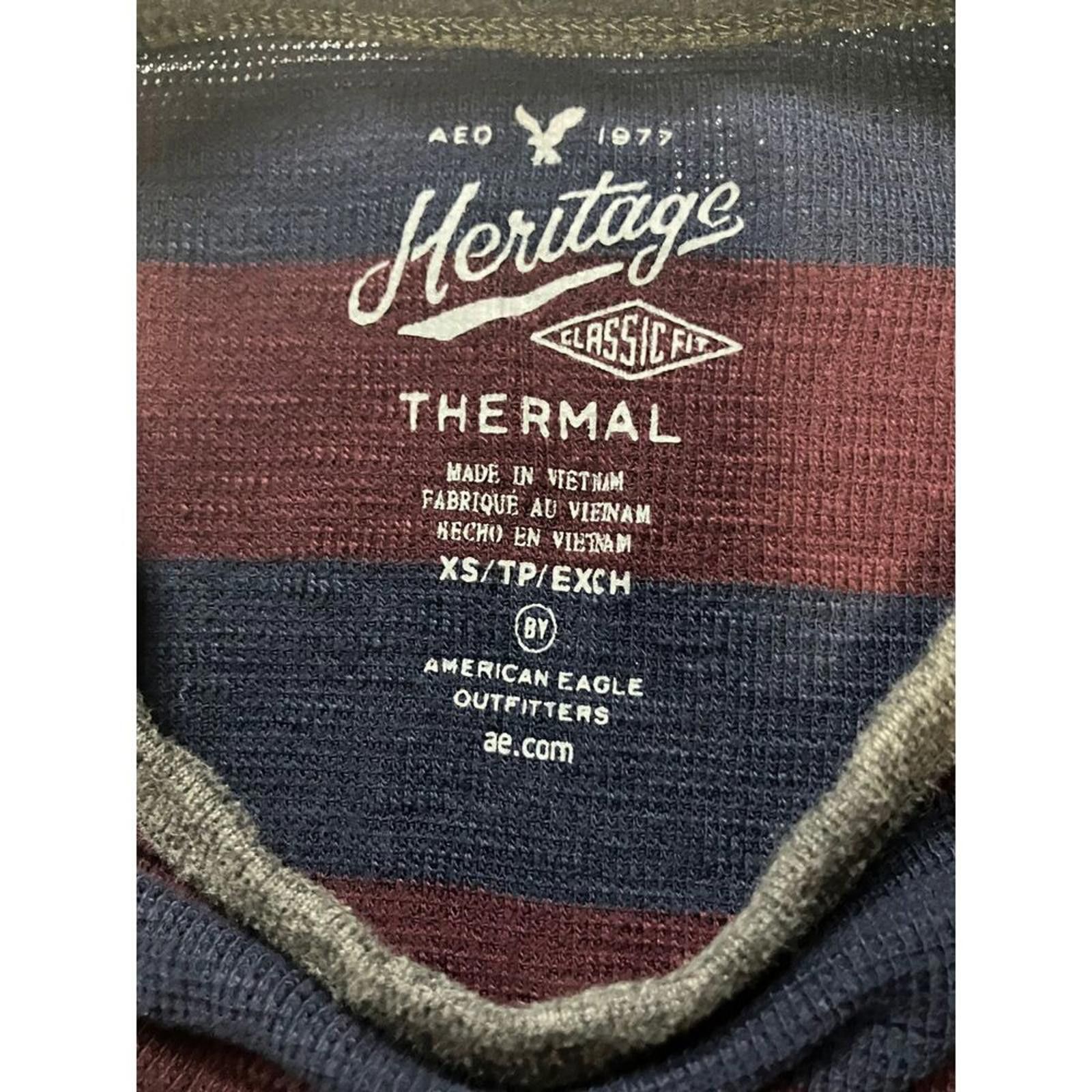 American Eagle Outfitters American Eagle Heritage Thermal Knit XS Navy Stripes Size US XS / EU 42 / 0 - 7 Thumbnail