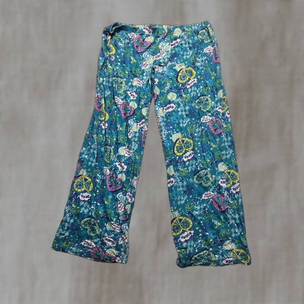 Joe Boxer Joe Boxer Pajama Pants Women Medium Blue Peace Ying Yang Christmas Geometric Fleece Polyester Drawstring Knit Sleep Pants M Womens Size 32" / US 10 / IT 46 - 1 Thumbnail
