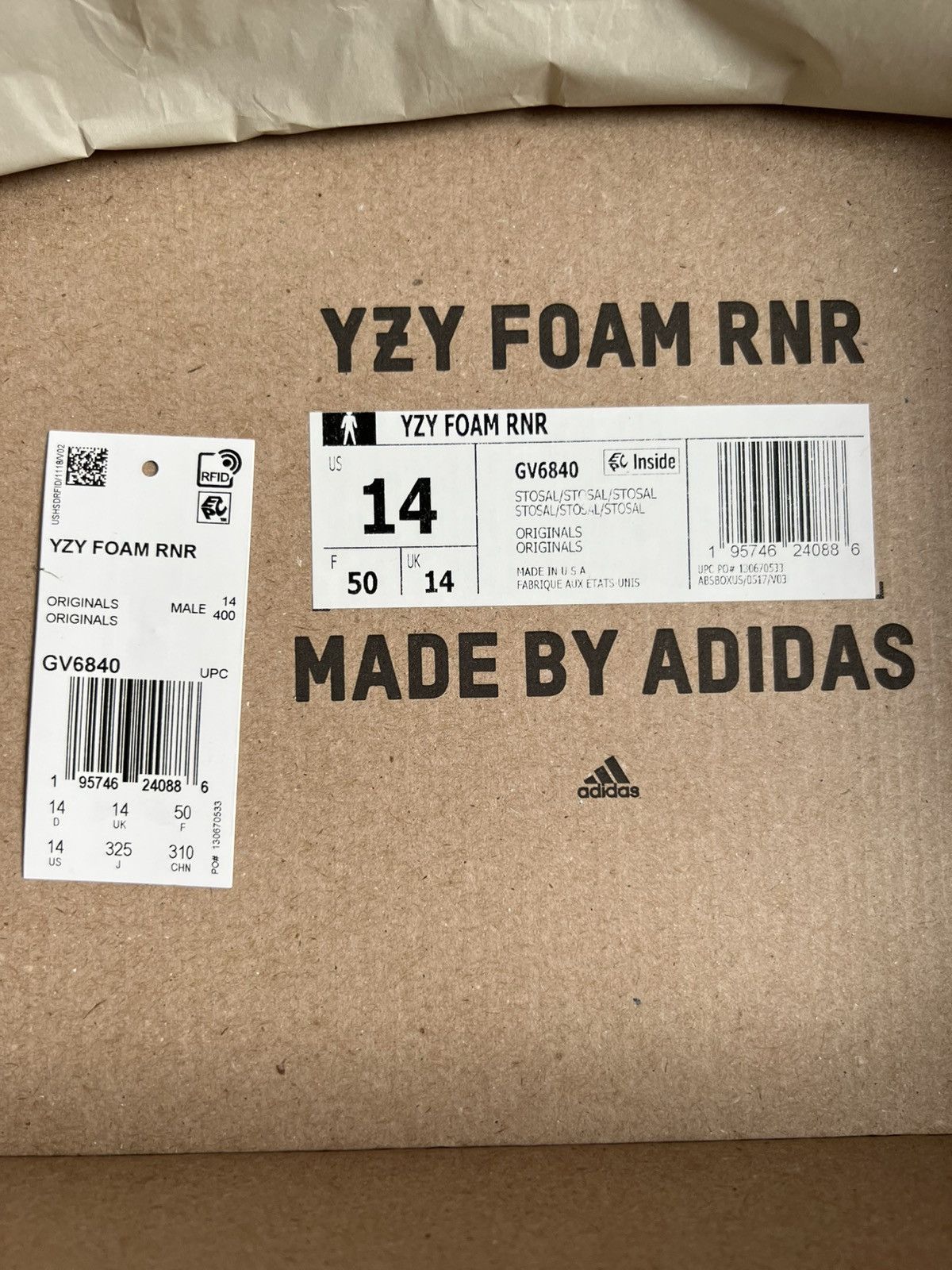 Yeezy Adidas Yeezy Foam RNR “Stone Salt” – M Size 14 – Authentic Size US 14 / EU 47 - 8 Thumbnail