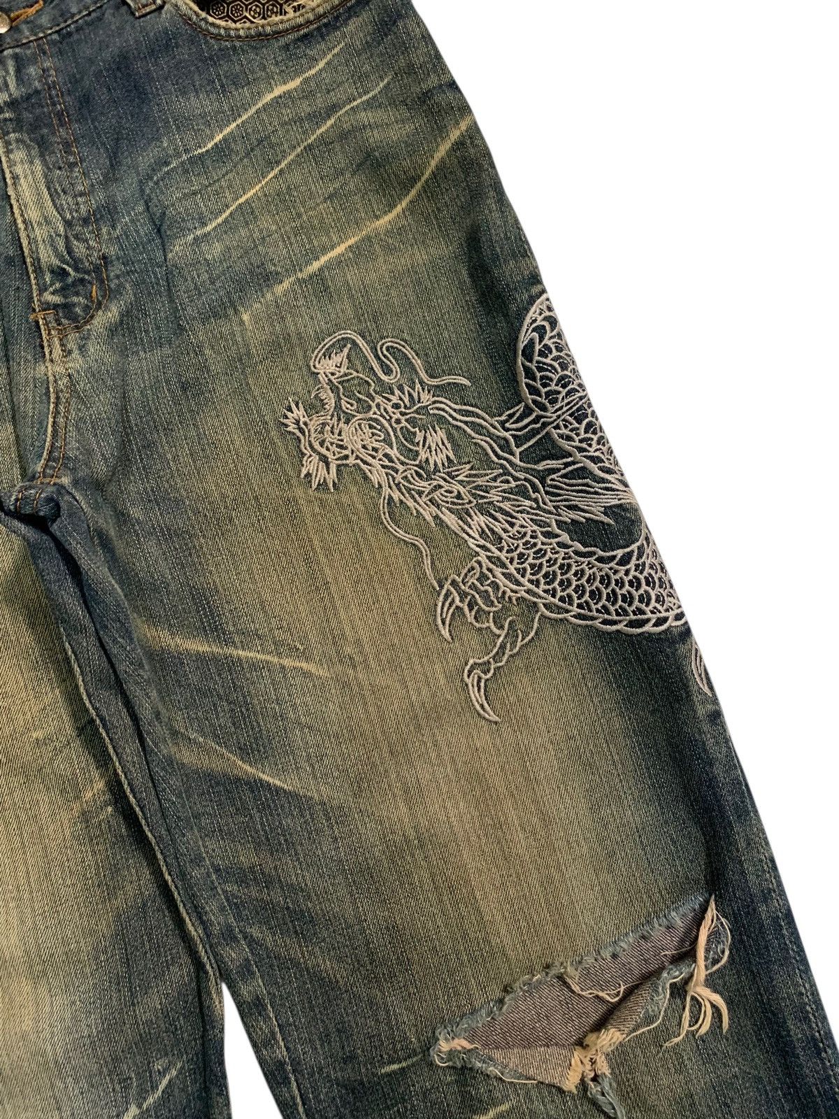 Kapital DRAGON EMBROIDERY INSPIRED BY KARAKURI DISTRESSED DENIM Size US 32 / EU 48 - 11 Thumbnail