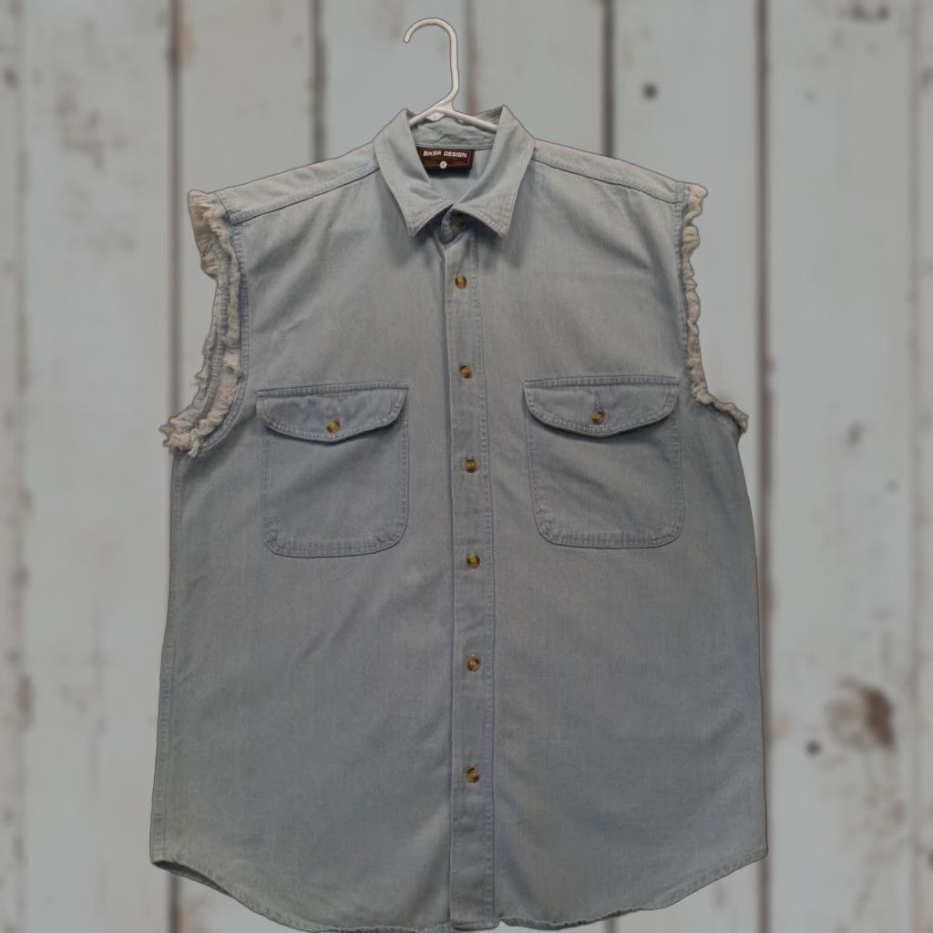 Harley Davidson Harley Davidson Shirt Men's Size L Denim Sleeveless Frayed Embroidered Emblem Size US L / EU 52-54 / 3 - 1 Thumbnail