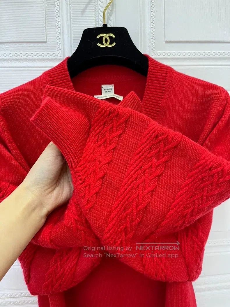 Hermes Hermes Red Cashmere Knit Top Size XXS / US 00 / IT 34 - 2 Thumbnail