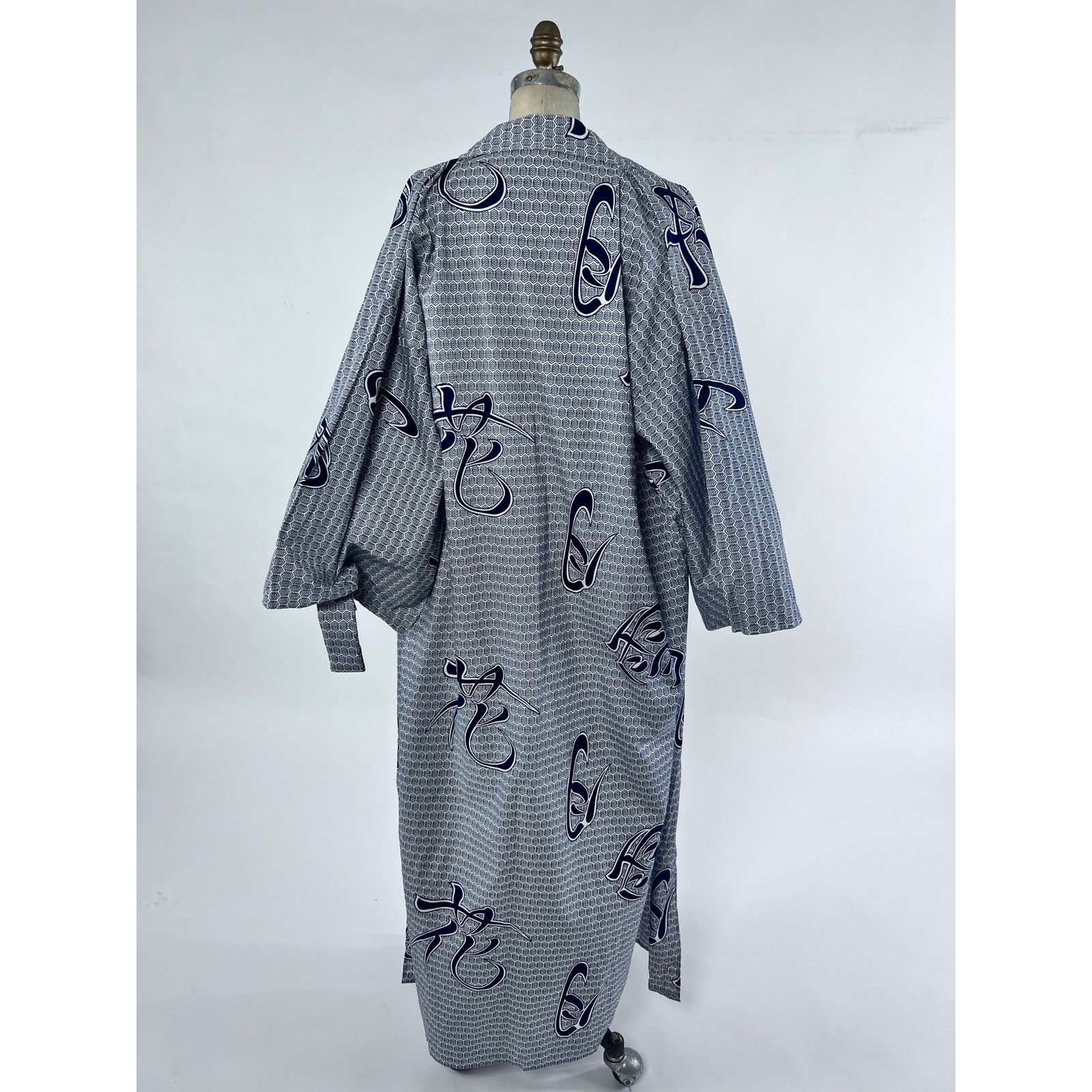 Vintage VTG 70s Kimono Streetwear Duster Navy White Japanese Unisex Size US XL / EU 56 / 4 - 2 Thumbnail