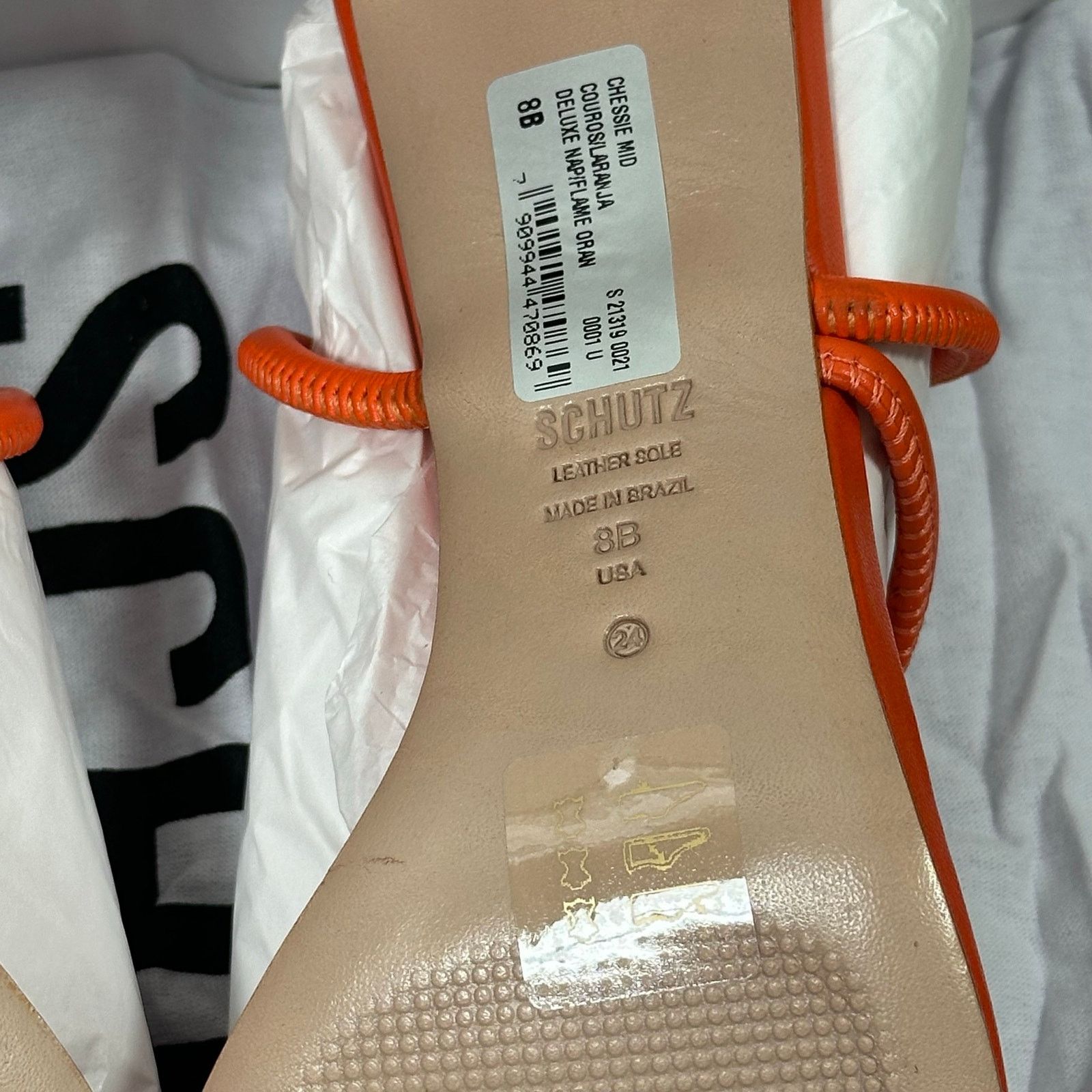 SCHUTZ Schutz Chessie Mid Leather Mid Heel Sandals Orange Size 8 Size US 8 / IT 38 - 8 Thumbnail