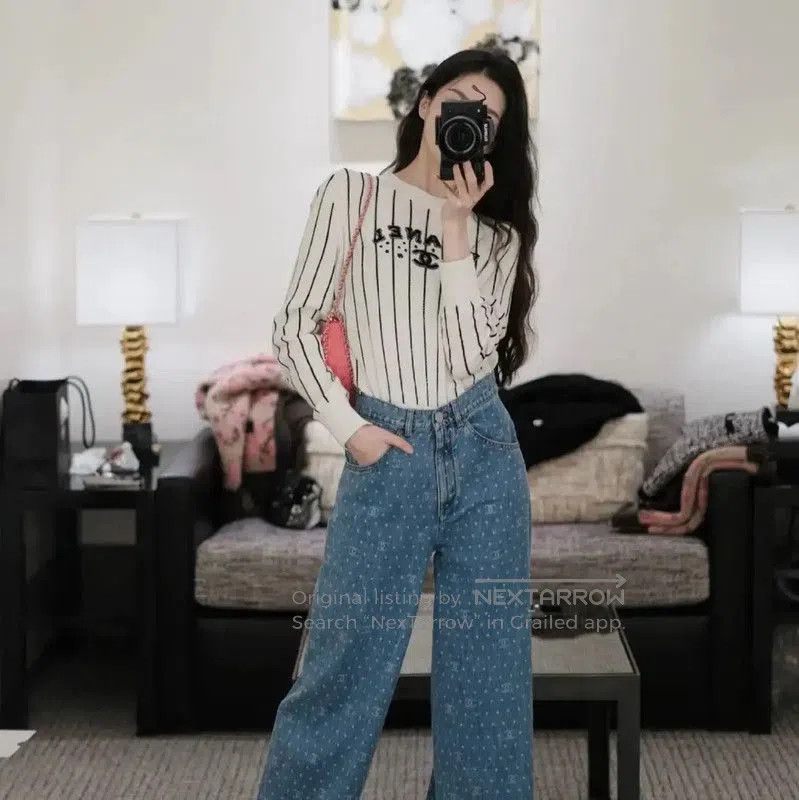 Chanel Chanel Striped White Pullover Sweater . Size M / US 6-8 / IT 42-44 - 7 Thumbnail