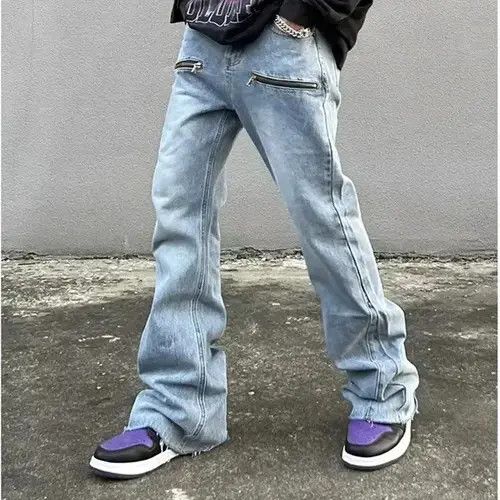 VIBE Retro Washed Blue Baggy Flare Jeans Size US 31 - 2 Thumbnail