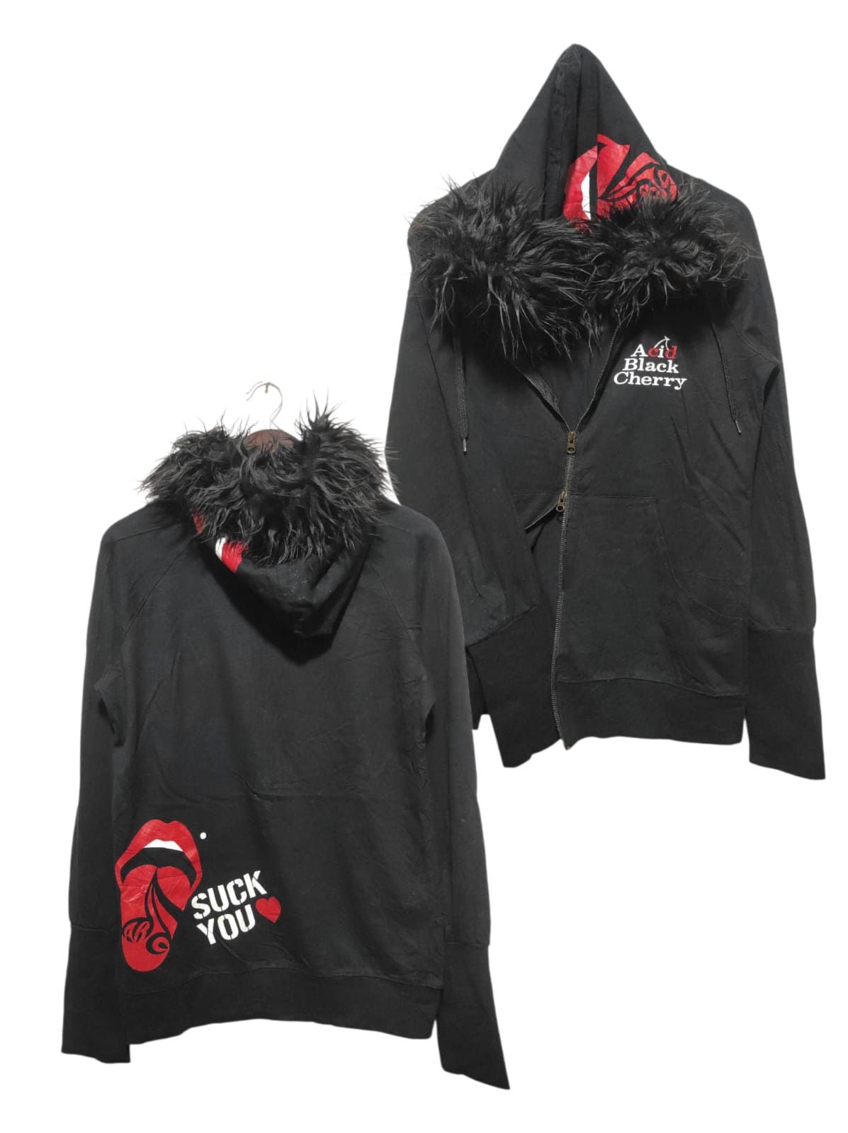 Japanese Brand Acid black Cherry double zip fur hoodie LGB style Size US M / EU 48-50 / 2 - 2 Thumbnail