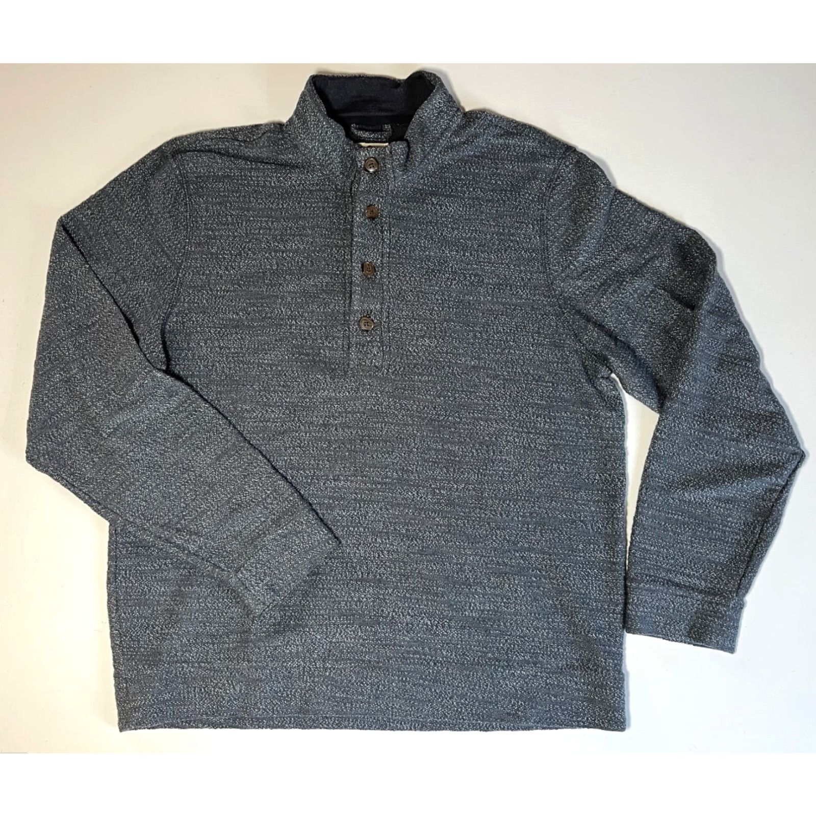 Marine Layer MARINE LAYER Men's Clayton Henley Sweatshirt XL Gray Organic Cotton Blend Knit Pullover Button Neckline All Seasons Size US XL / EU 56 / 4 - 4 Thumbnail