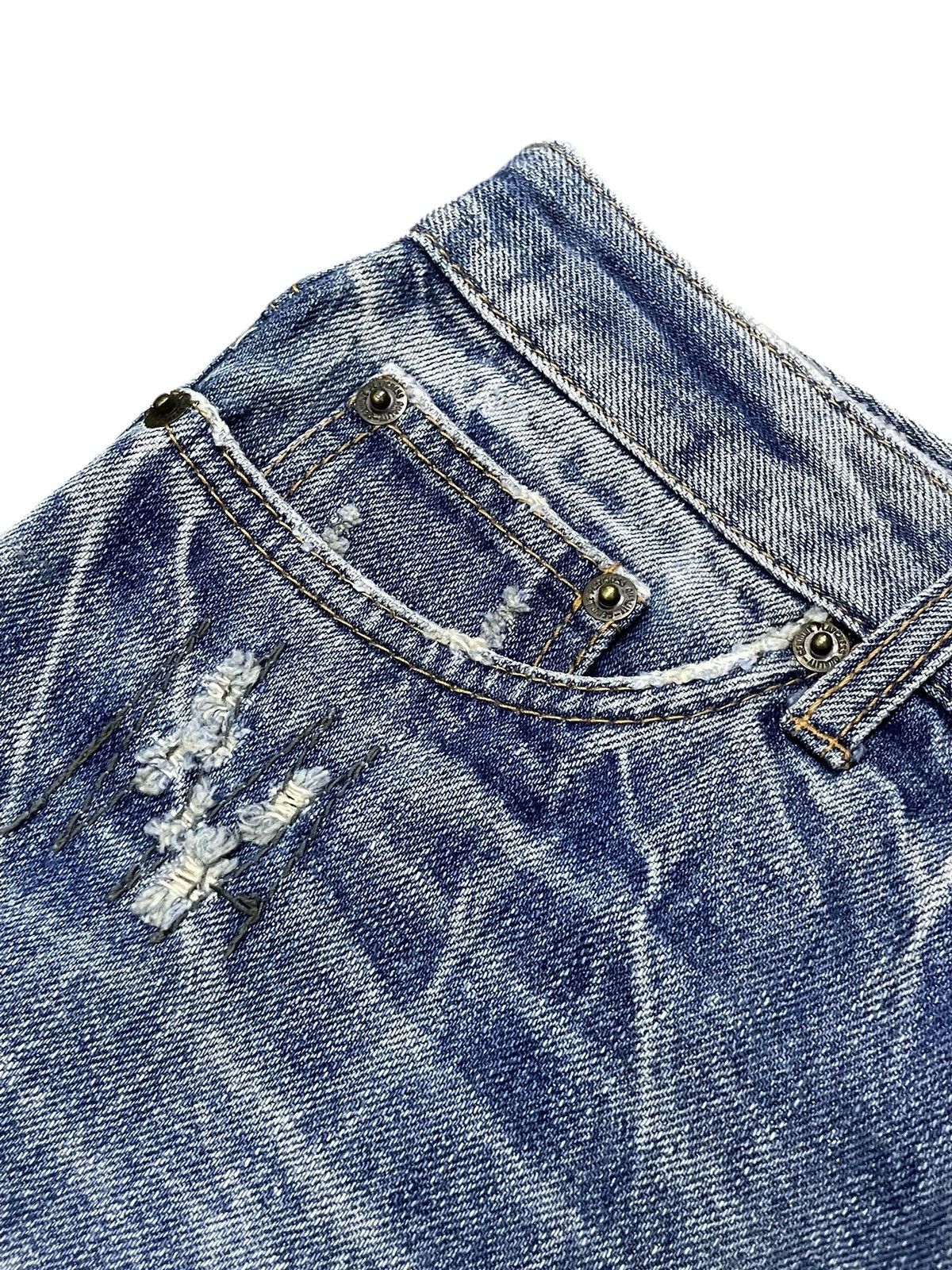 5351 POUR LES HOMMES × Hysteric Glamour Boro Heavy Stitched Japanese Brand Distressed Jeans Size US 30 / EU 46 - 12 Thumbnail