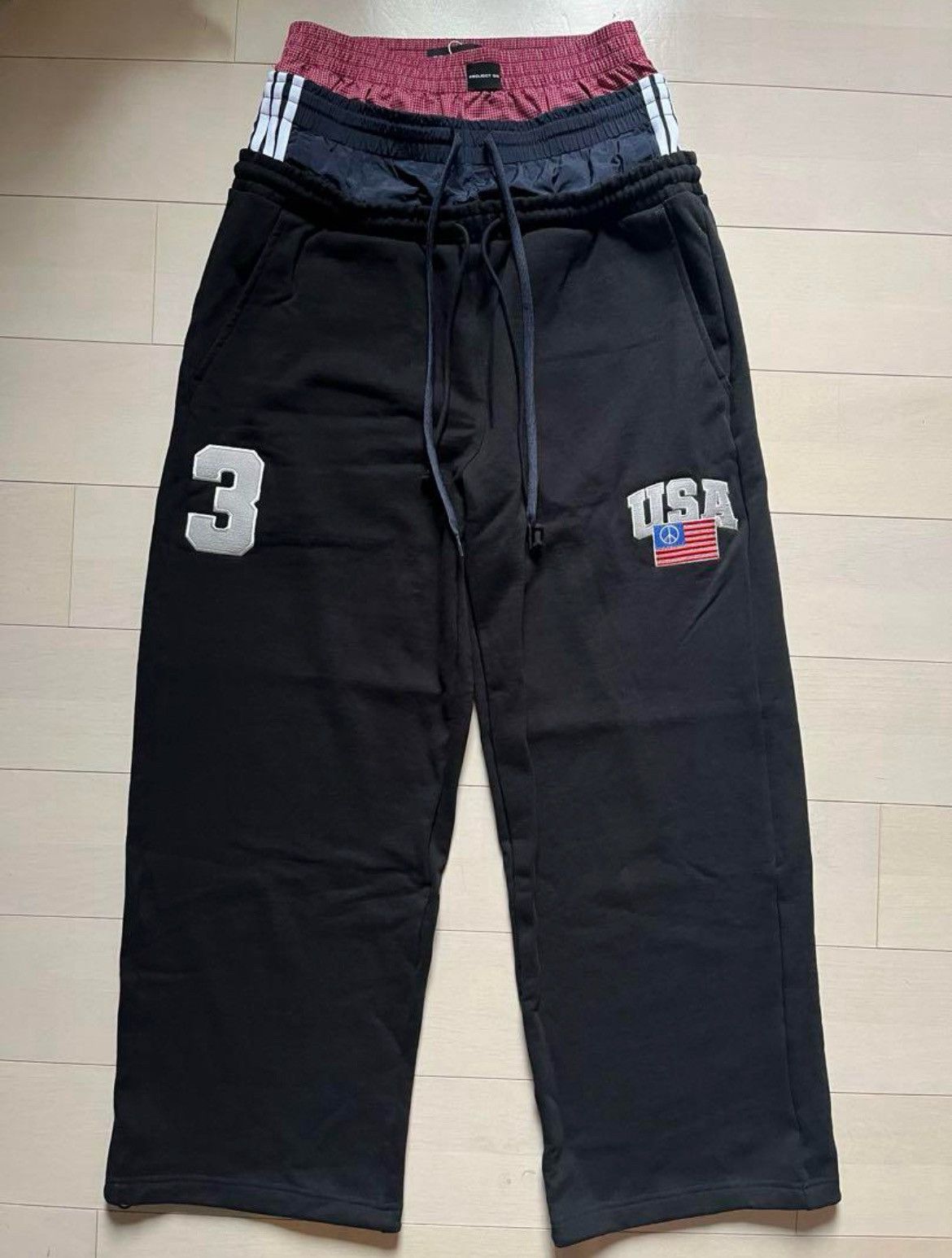 PROJECT G/R 3 LAYERED SWEAT PANTS”BLACK“ PROJECT G/R_3 LAYERED SWEAT PANTS (Black) – TOBIRA STORE