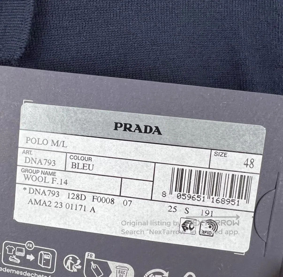 Prada Blue Long Sleeve Polo Shirt. Size US M / EU 48-50 / 2 - 5 Thumbnail