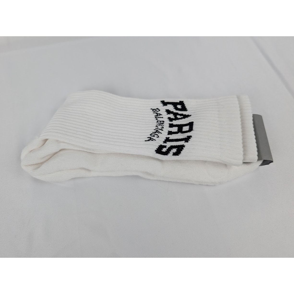 Balenciaga o1rshd1 Size: XL / Paris Tennis Socks in White / Black Size ONE SIZE - 1 Thumbnail