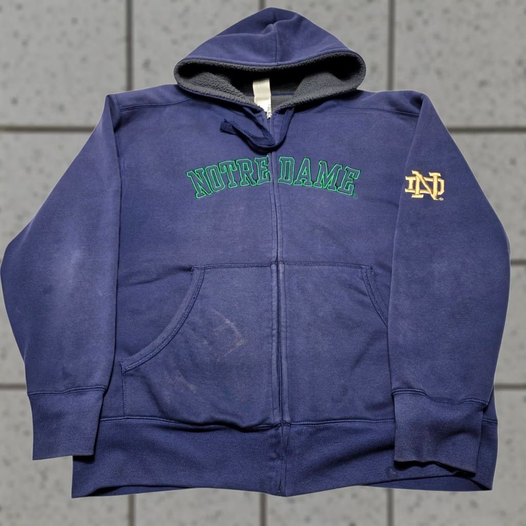 Vintage VINTAGE Notre Dame Fighting Irish Sherpa Lined Full Zip Hoodie Men's XL Heavyweight Size US XL / EU 56 / 4 - 1 Thumbnail