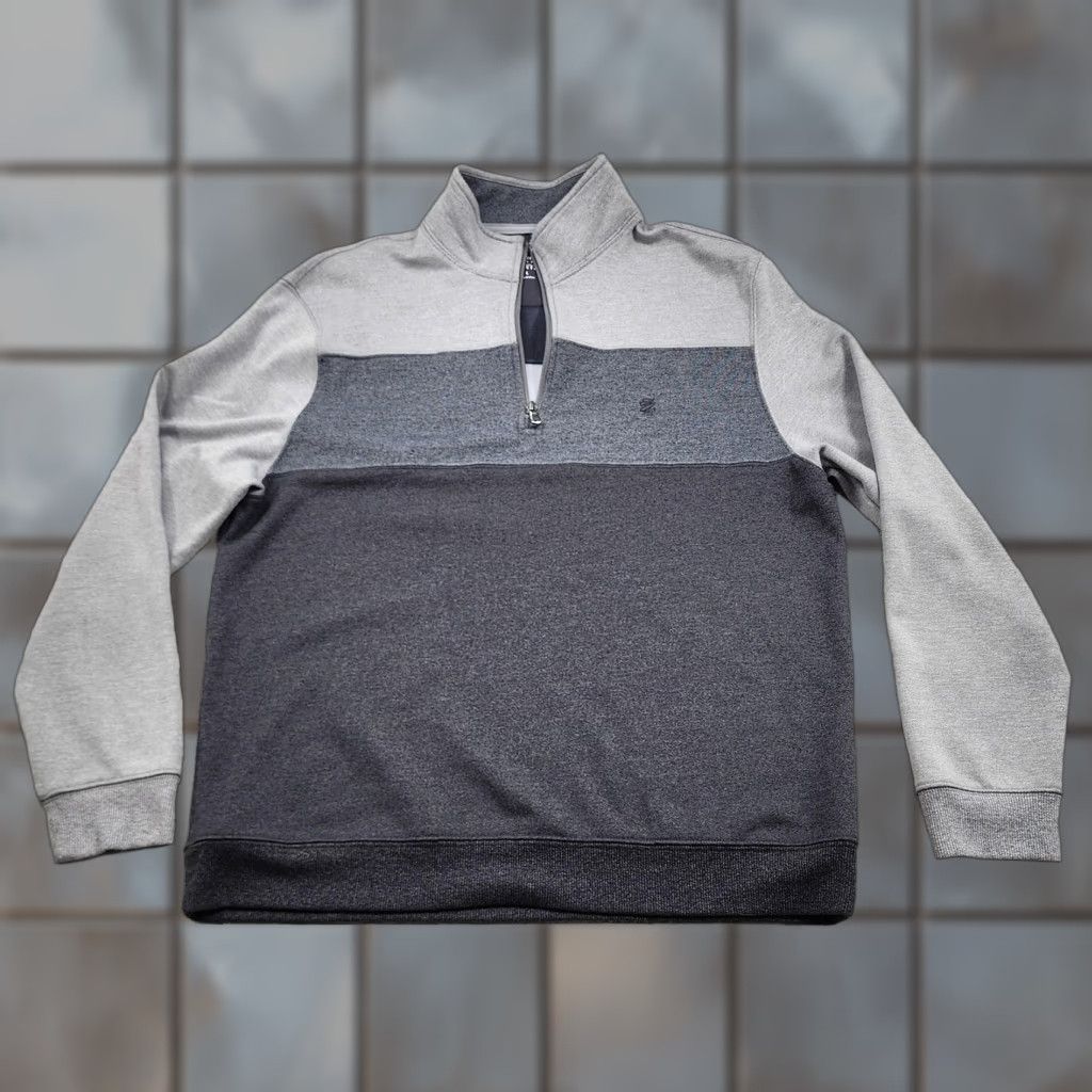 Izod IZOD Sweater Mens Large Gray Advantage Performance Stretch Quarter Zip Pullover Size US L / EU 52-54 / 3 - 1 Thumbnail