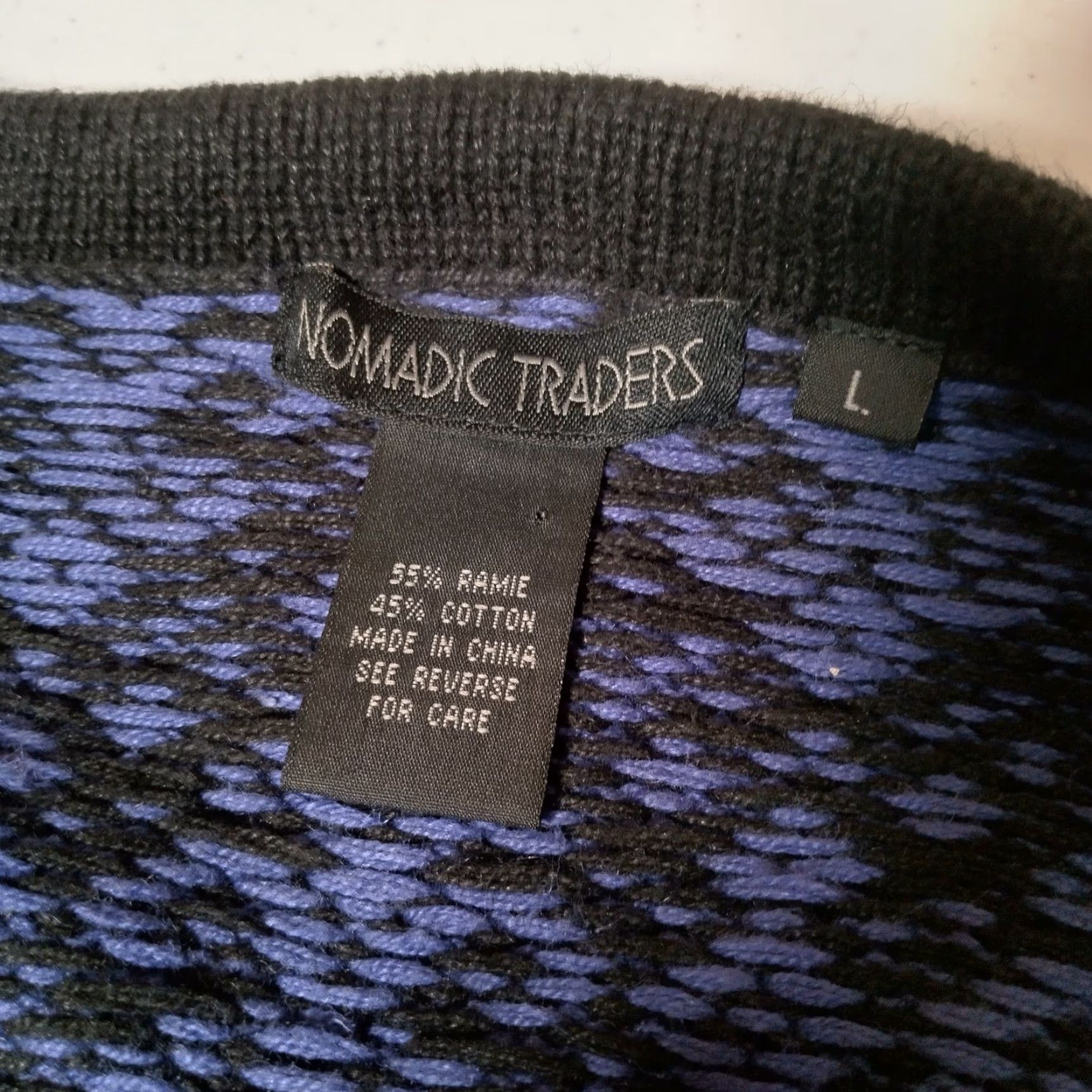 Vintage Nomadic Traders Cardigan Sweater Women L Blue Fleur Di Lis Button Up Nordic Size L / US 10 / IT 46 - 7 Thumbnail