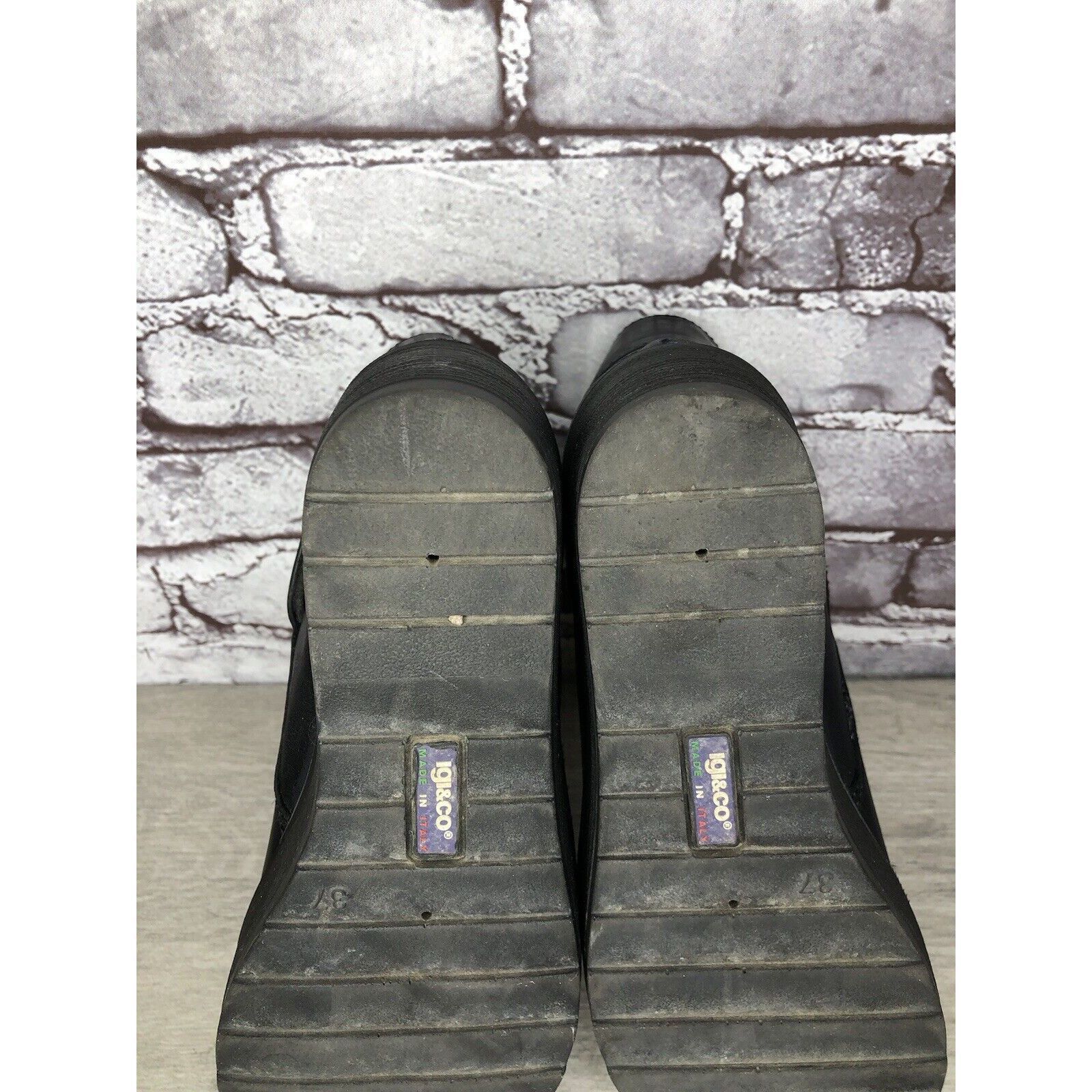 Other IGI&CO Black Leather High Wedge Strap Booties Boots Women Sz Size US 6.5 / IT 36.5 - 7 Thumbnail
