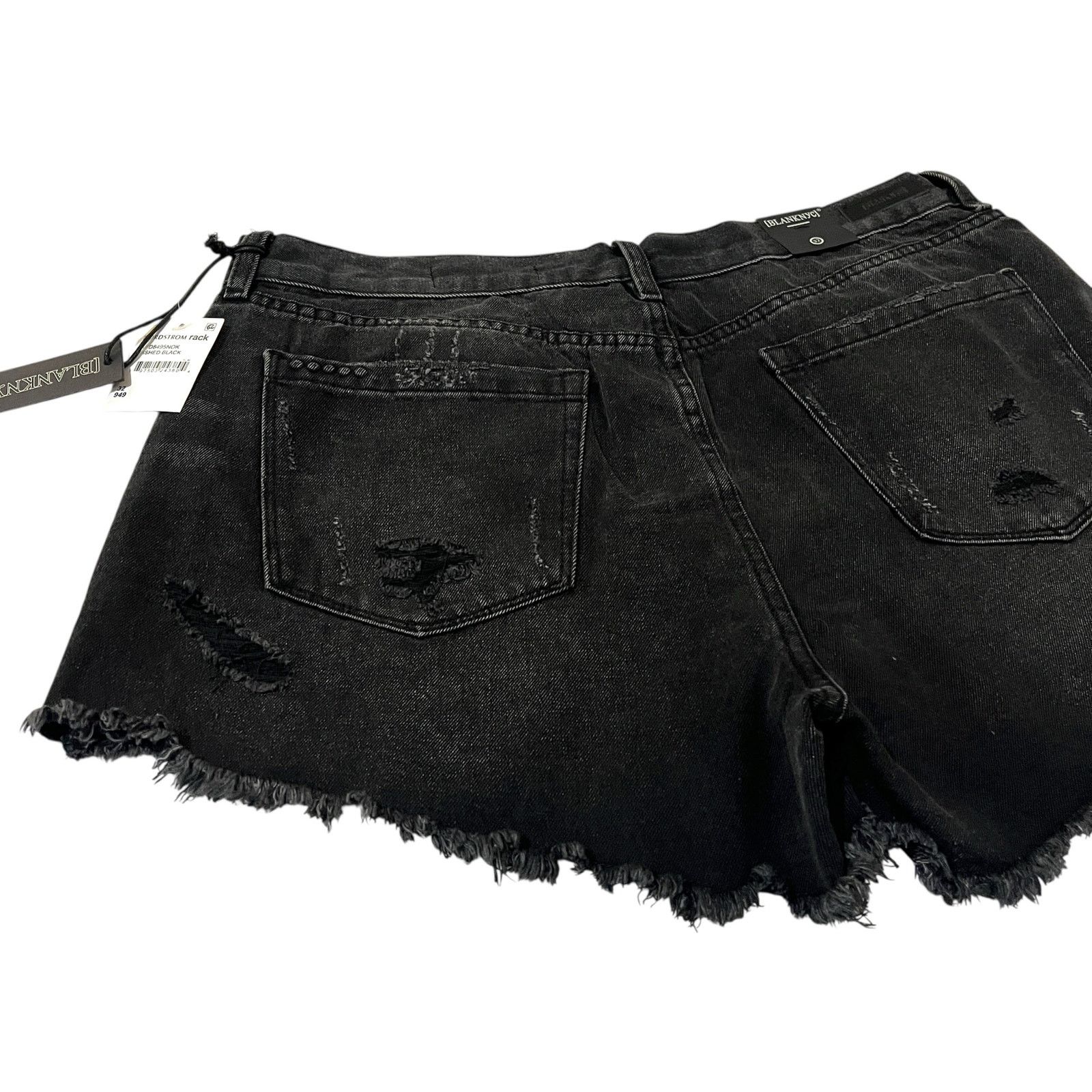 BLANKNYC Washed Black Button Front Distressed Hem High Rise Shorts Size 32" / US 10 / IT 46 - 9 Thumbnail