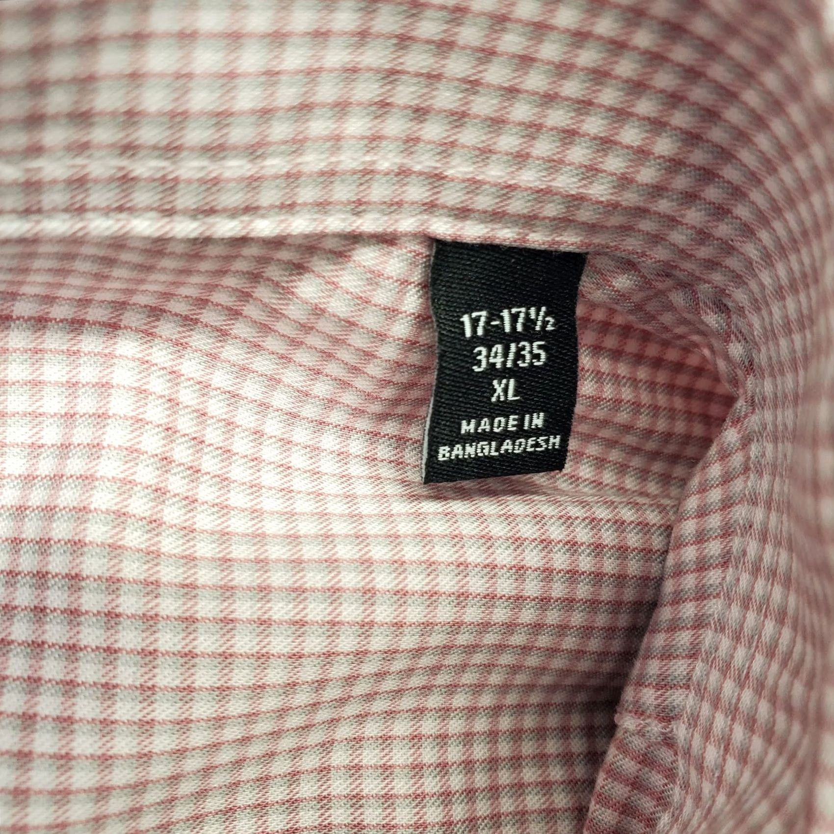 Van Heusen Van Heusen Dress Shirt Mens XL Pink Gingham Comfort Slim Button-Up Size 46R - 7 Thumbnail