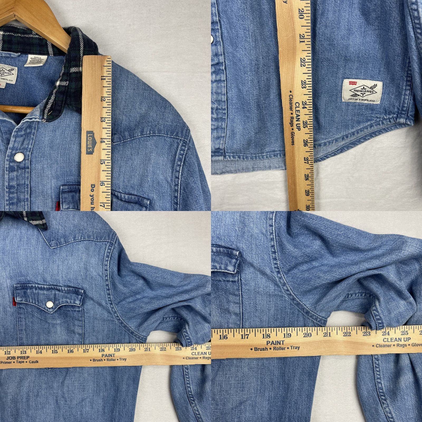Levi's Levi's Shirt Mens Large Blue Chambray Pearl Snap Justin Timberlake Fresh Leaves Casual Shirt Mens Large Blue Chambray Pearl Snap Western Theme" Size US L / EU 52-54 / 3 - 8 Thumbnail