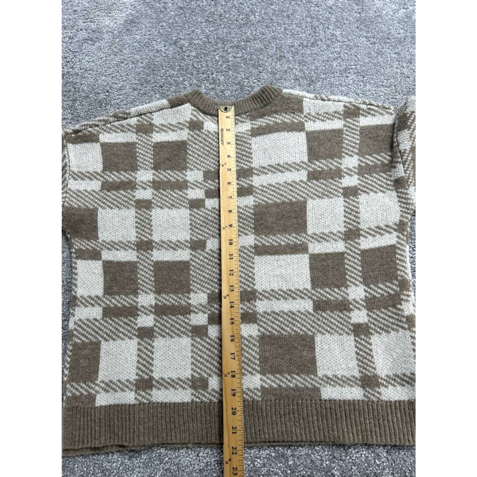 Madewell Madewell Hartfield Pullover Sweater Women Medium Knit Crew Neck Winter Brown Plaid Casual Outdoor Knit Woolless? Size M / US 6-8 / IT 42-44 - 4 Thumbnail