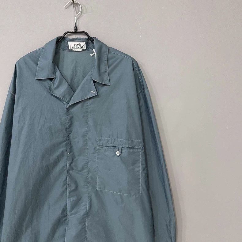 Hermes Peacock Green Shirt by Hermes-2506 Size US L / EU 52-54 / 3 - 2 Thumbnail