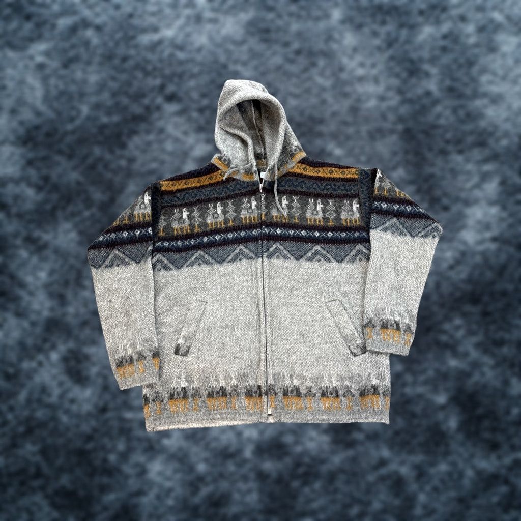 Vintage Tuntaquimba Hoodie Mens Small Full Zip Gray Wool Fair Isle Hooded Knit Zip Size US S / EU 44-46 / 1 - 1 Thumbnail