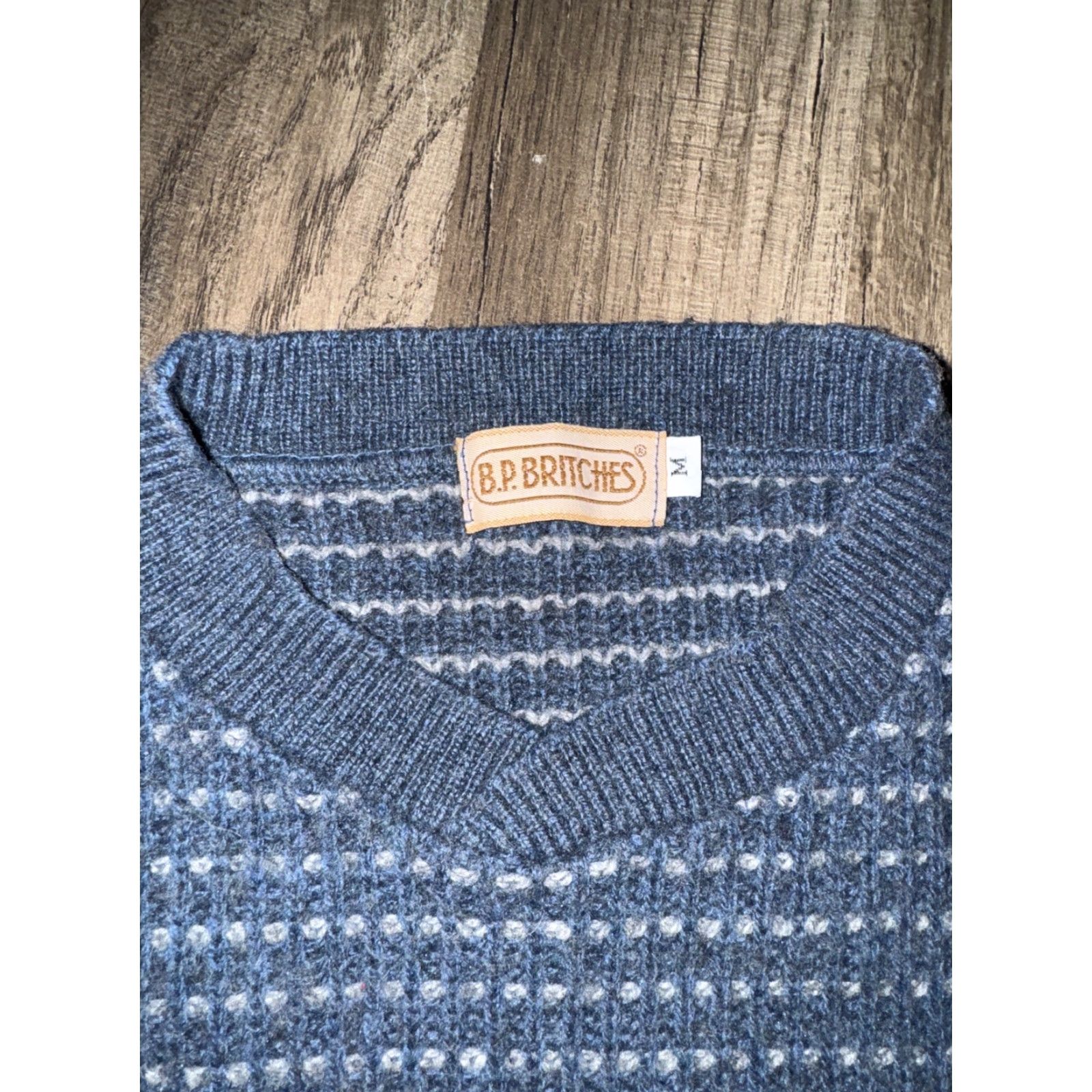 Vintage VINTAGE B.P. Britches Knitted Wool Jumper Seawater Blue M Sweater Wool Mens Pullover 20x24 Size US M / EU 48-50 / 2 - 3 Thumbnail