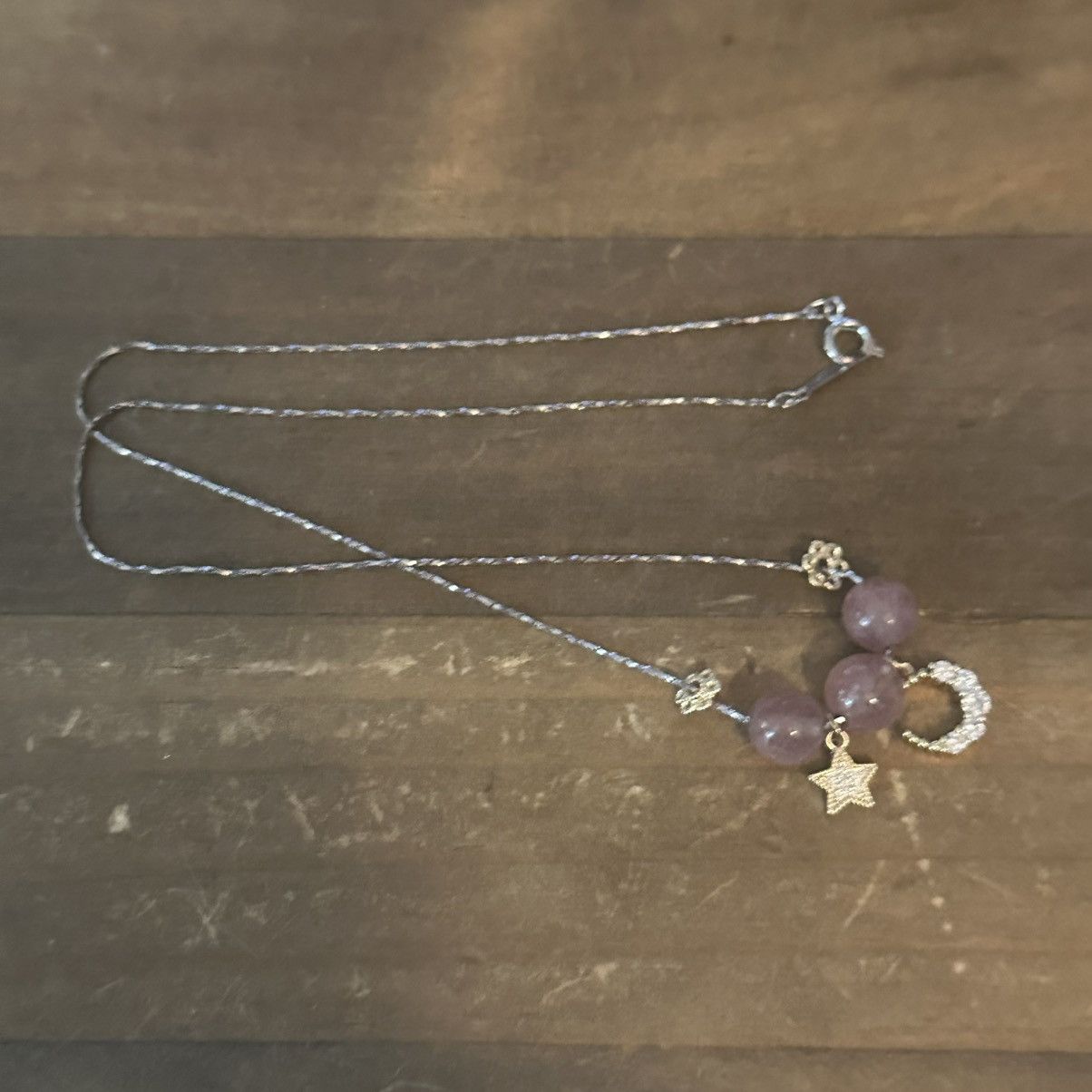 Vintage Vintage 18K celestial charm rose quartz necklace Size ONE SIZE - 2 Thumbnail