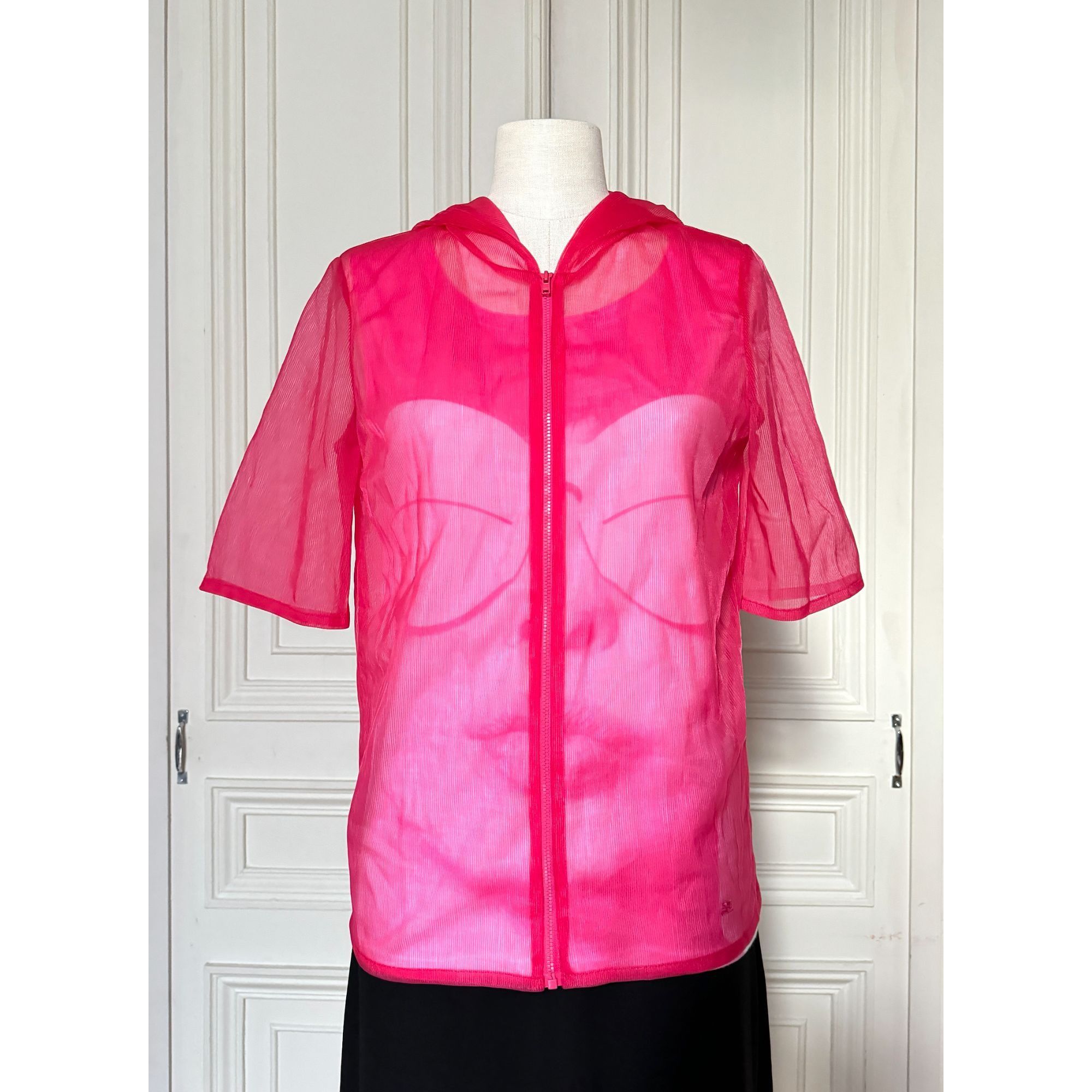 Courreges Pink “Eskimo Sunglasses” Tank Top + Sheer Pink Hoodie Size M / US 6-8 / IT 42-44 - 3 Thumbnail