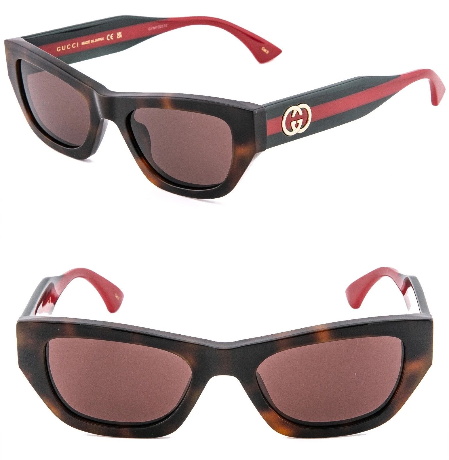 Gucci GUCCI Gg2116S 2116 Brown Green Web Classic Sunglasses 002 Size ONE SIZE - 1 Thumbnail