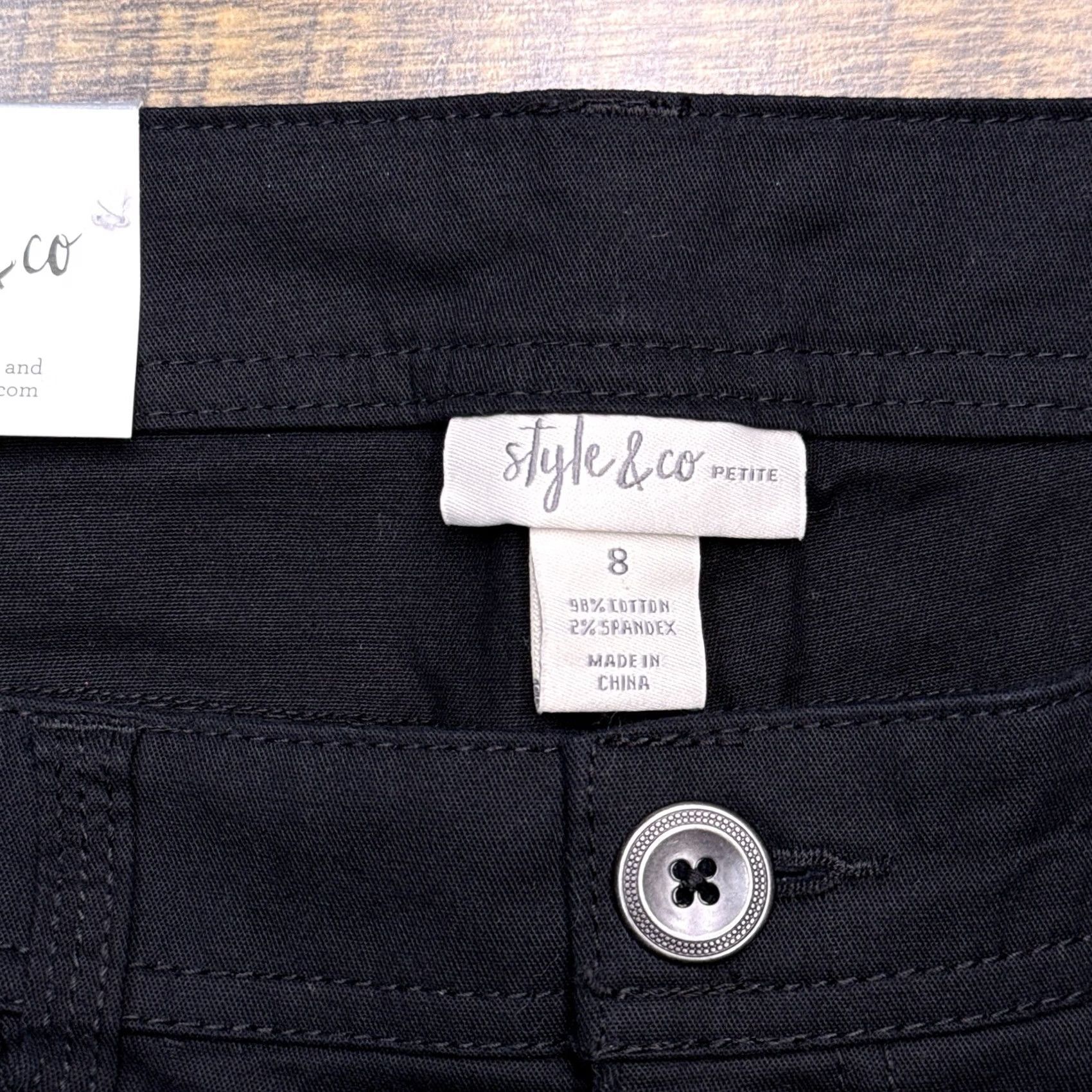 Vintage Style & Co Capri Pants Womens 8 Black Mid Rise Stretch New Size 30" / US 8 / IT 44 - 4 Thumbnail
