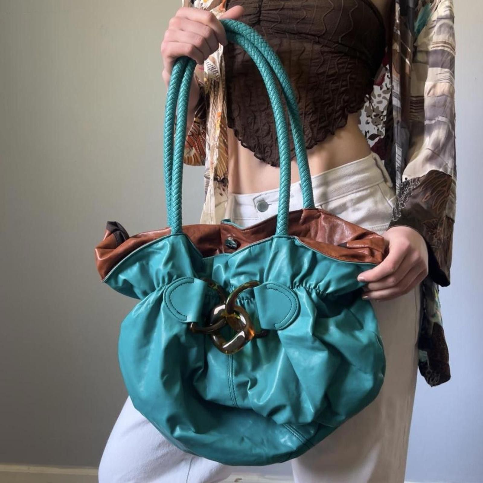 Other turquoise y2k faux leather slouchy shoulder bag Size ONE SIZE - 2 Thumbnail