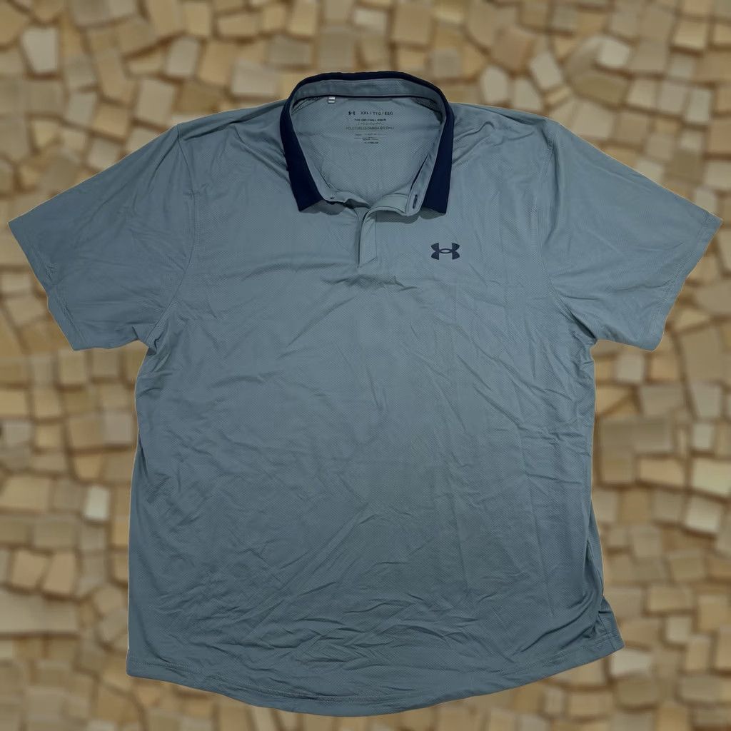 Under Armour Under Armour Iso-Chill Polo Mens 2XL Teal Navy Blue Short Sleeve Golf Shirt Heatgear Regular Fit Size US XXL / EU 58 / 5 - 1 Thumbnail