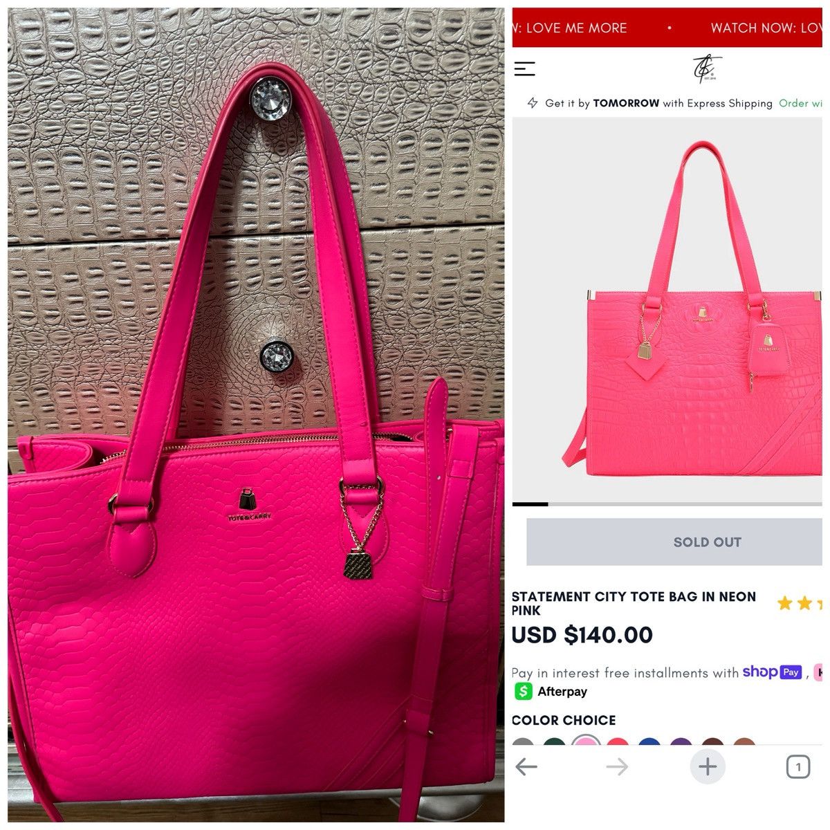 Other Neon pink Tote & Carry Size ONE SIZE - 2 Thumbnail