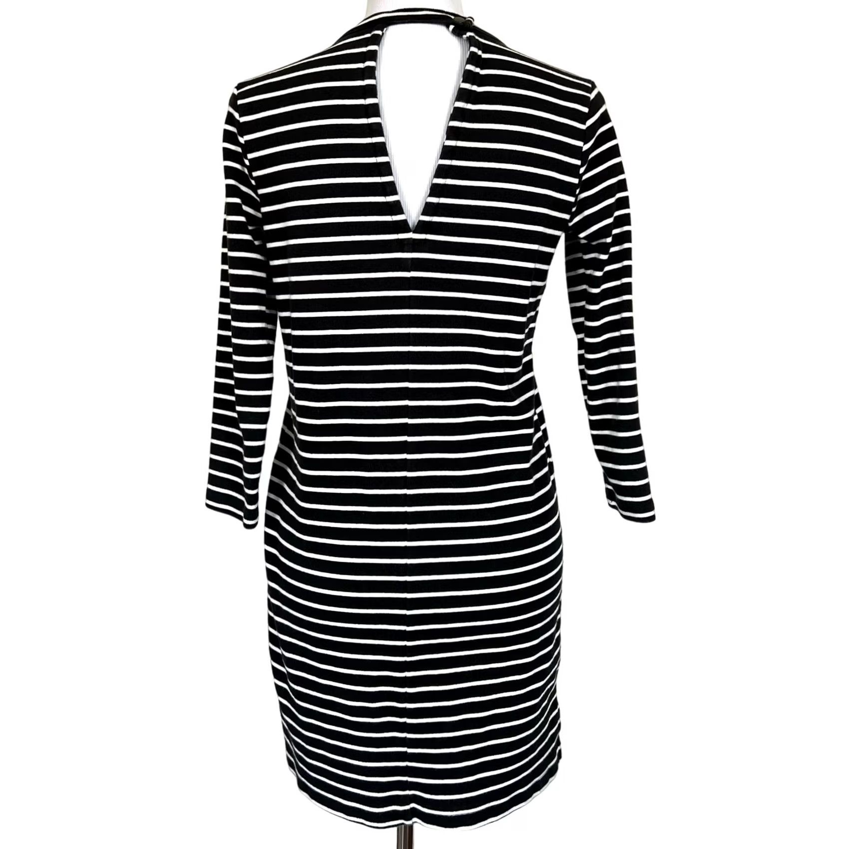 Madewell Madewell Dress Black White Striped Keyhole Back Long Sleeve G2852 Size S Casual Dress Women Shirt Dress Size S / US 4 / IT 40 - 4 Thumbnail