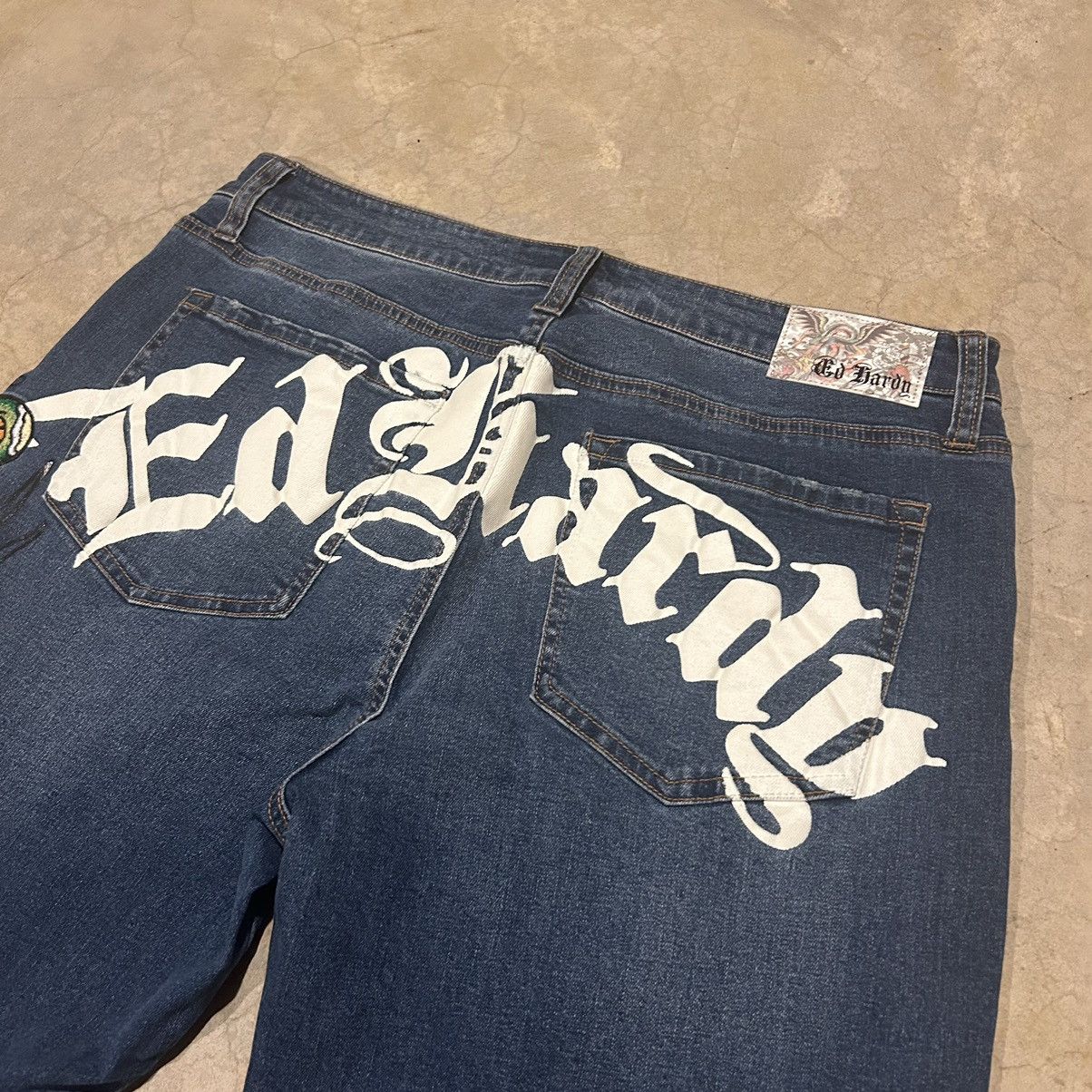 Ed Hardy × Vintage Crazy Vintage Y2K Ed Hardy Spellout Embroidered Jeans Skater Size US 36 / EU 52 - 3 Thumbnail
