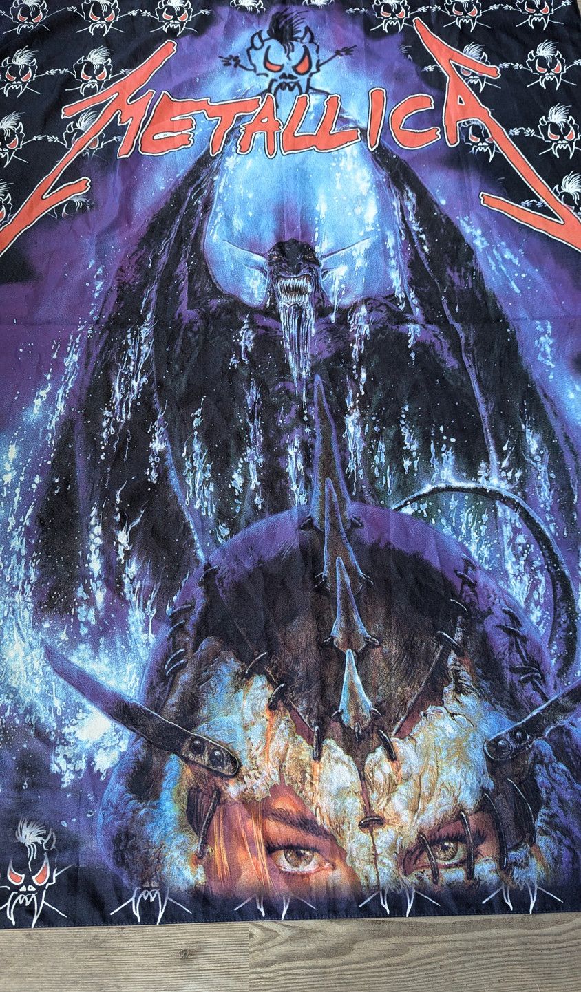 Band Tees Metallica Rare 90s Vintage Flag Wall Banner Textile Poster Size ONE SIZE - 3 Thumbnail