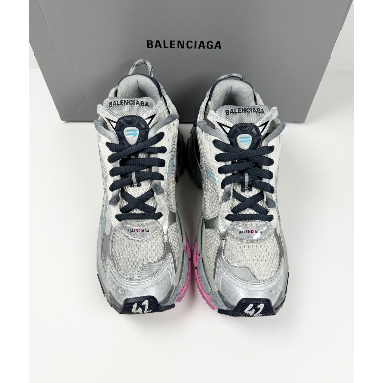 Balenciaga Size 42EU/9US - Balenciaga Runner Grey Pink Blue NEW! Size US 9 / EU 42 - 3 Thumbnail