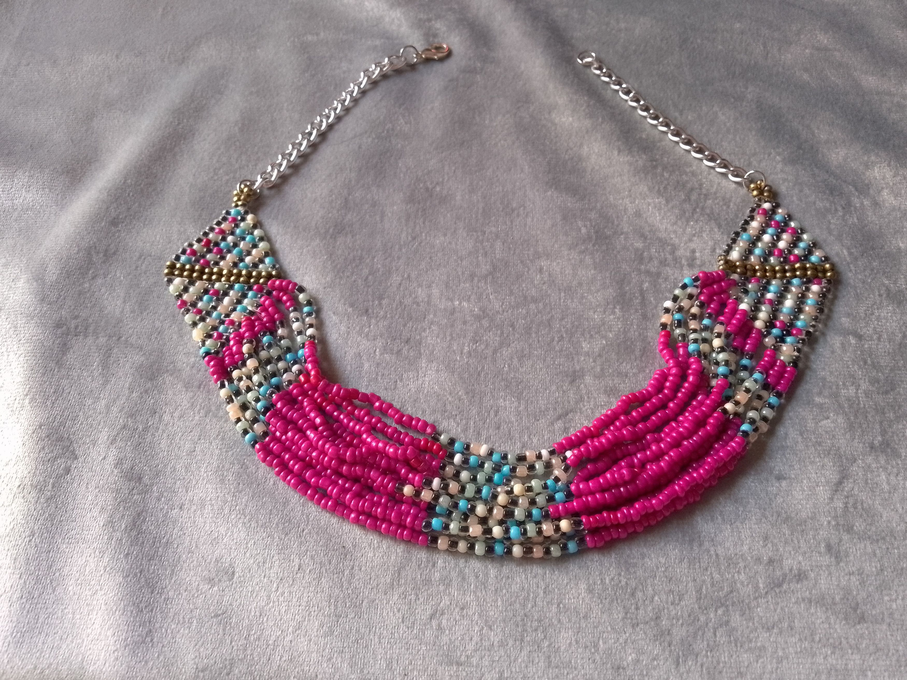 Handmade Necklace Ethnic African Style Pink Multicolor Multithread Size ONE SIZE - 4 Thumbnail