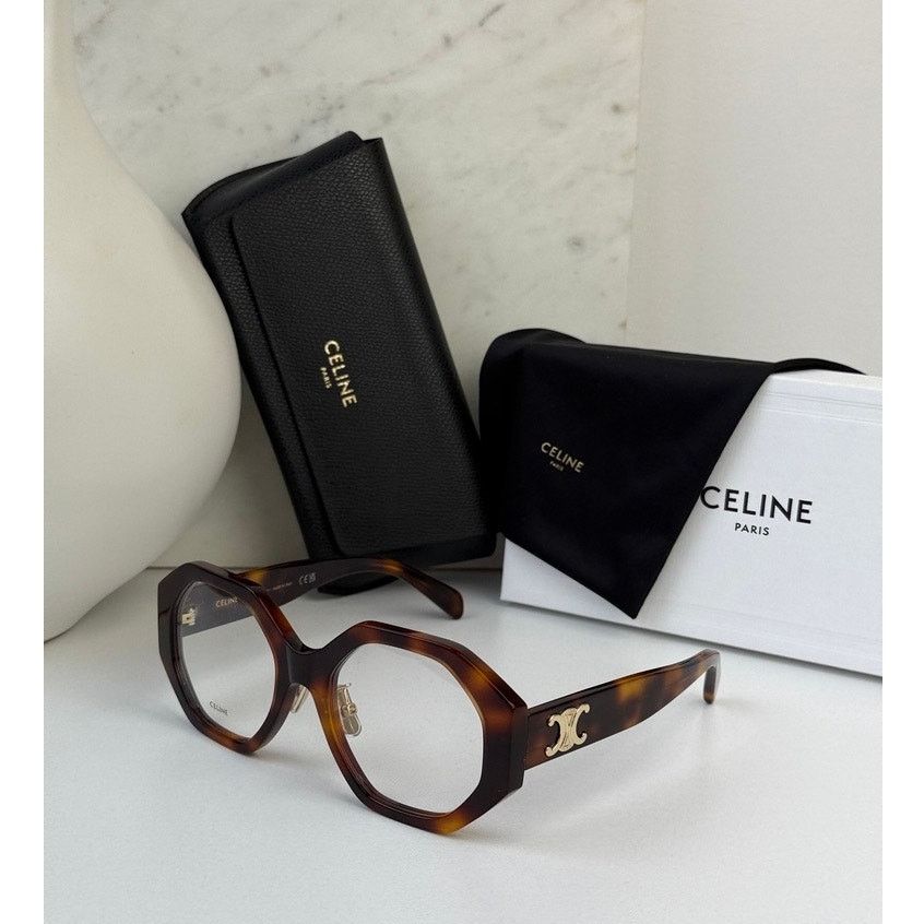 NEW Celine CL50156F Triomphe Eyeglasses Frames Havana Brown
