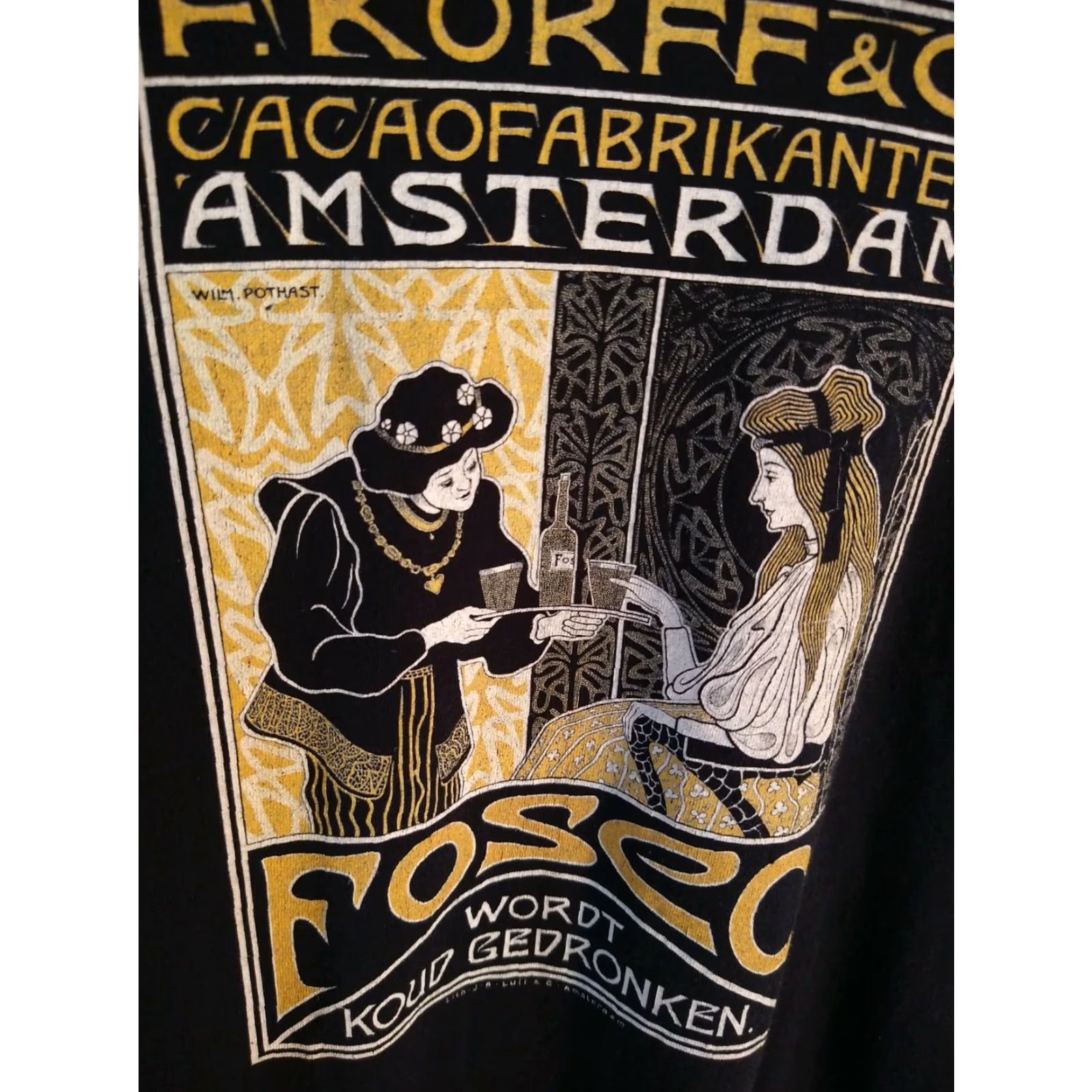Gildan VINTAGE F. Korff Co. Chocolatiers Amsterdam T-shirt L Black Cotton Graphic Print Mens Shirt 2000s Amsterdam Dutch Power? Size US L / EU 52-54 / 3 - 3 Thumbnail