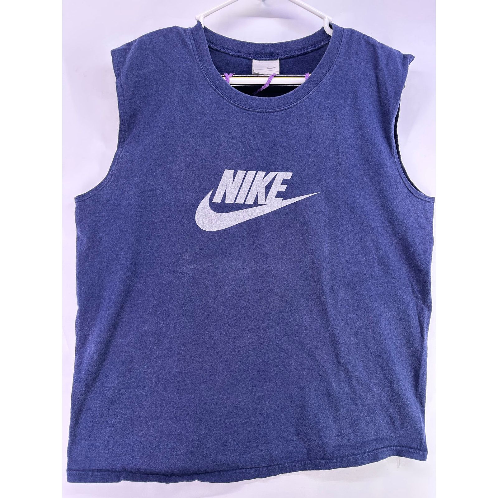 Nike Vintage 2000s Tag Nike Navy tank top Silver Print Size Large Size US L / EU 52-54 / 3 - 3 Thumbnail