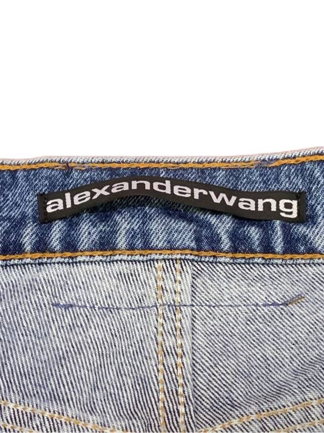 Alexander Wang Alexander Wang Women's Leather Logo Denim Pants K26WX Size 27" / US 4 / IT 40 - 5 Thumbnail