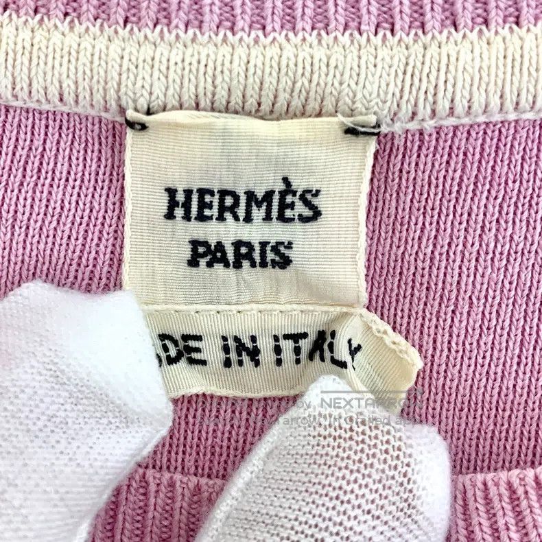 Hermes Hermes Pink Lock Embroidery Cotton Round Neck Short Sleeve Size XS / US 0-2 / IT 36-38 - 5 Thumbnail