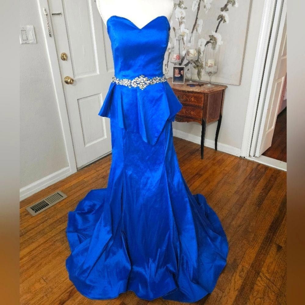Designer Stunning Mac Duggal Blue Prom/Pageant Gown Size XL / US 12-14 / IT 48-50 - 2 Thumbnail